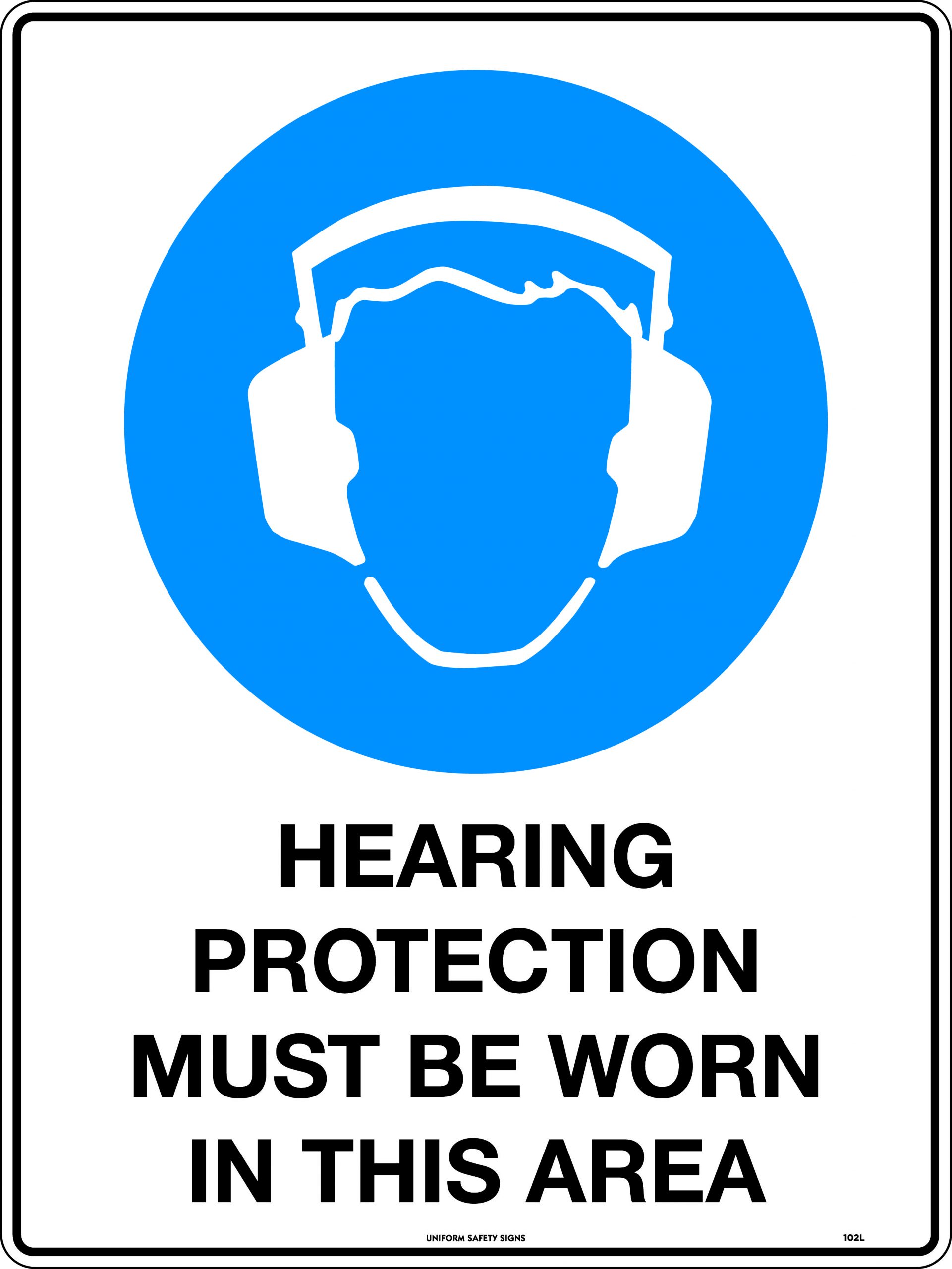 UNIFORM SAFETY 300X225MM SELF ADH HEARING PROTECTION MUST BE WORN
