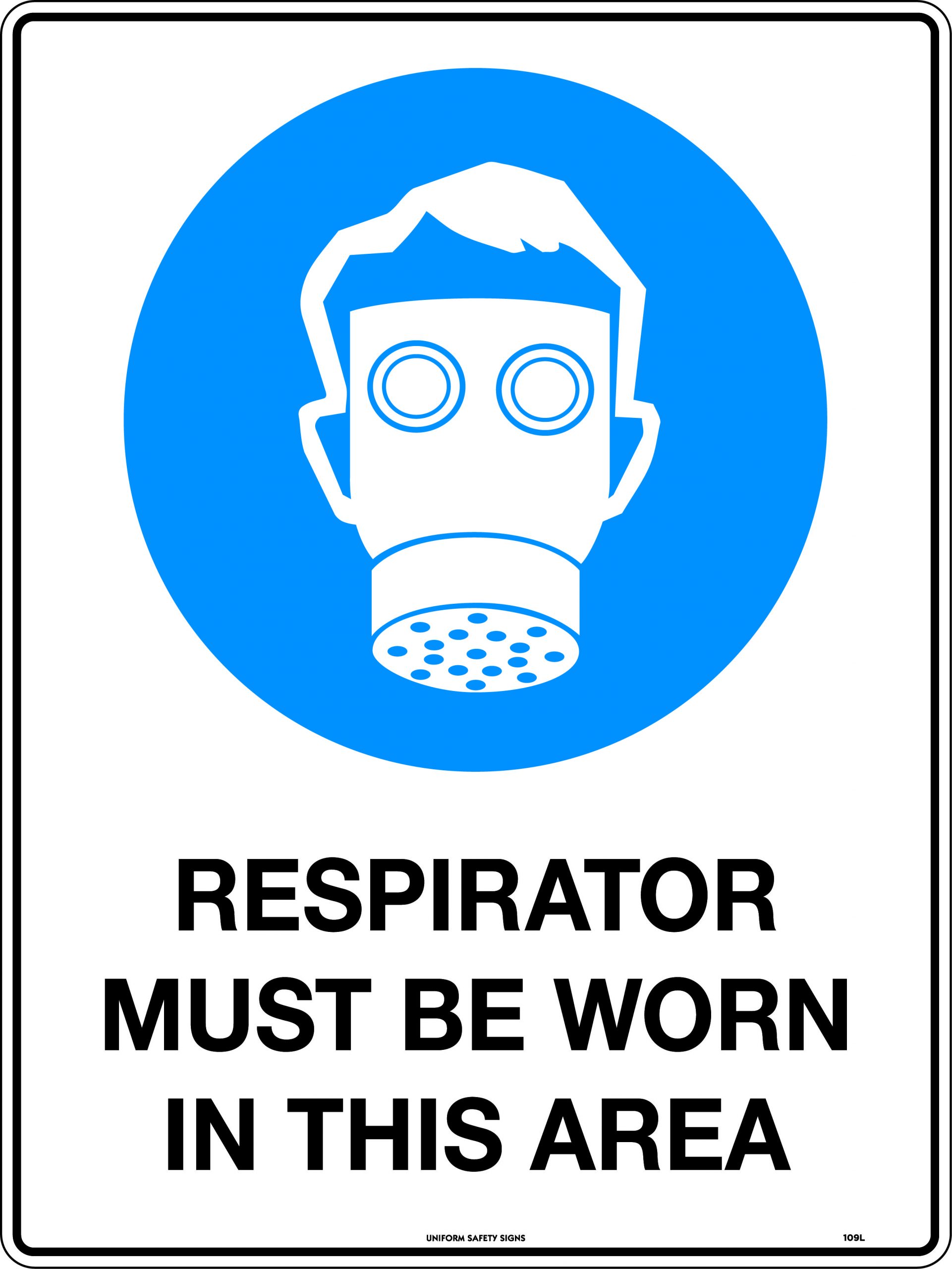 UNIFORM SAFETY 240X180MM SELF ADH RESPIRATOR MUST BE WORN IN THIS AREA