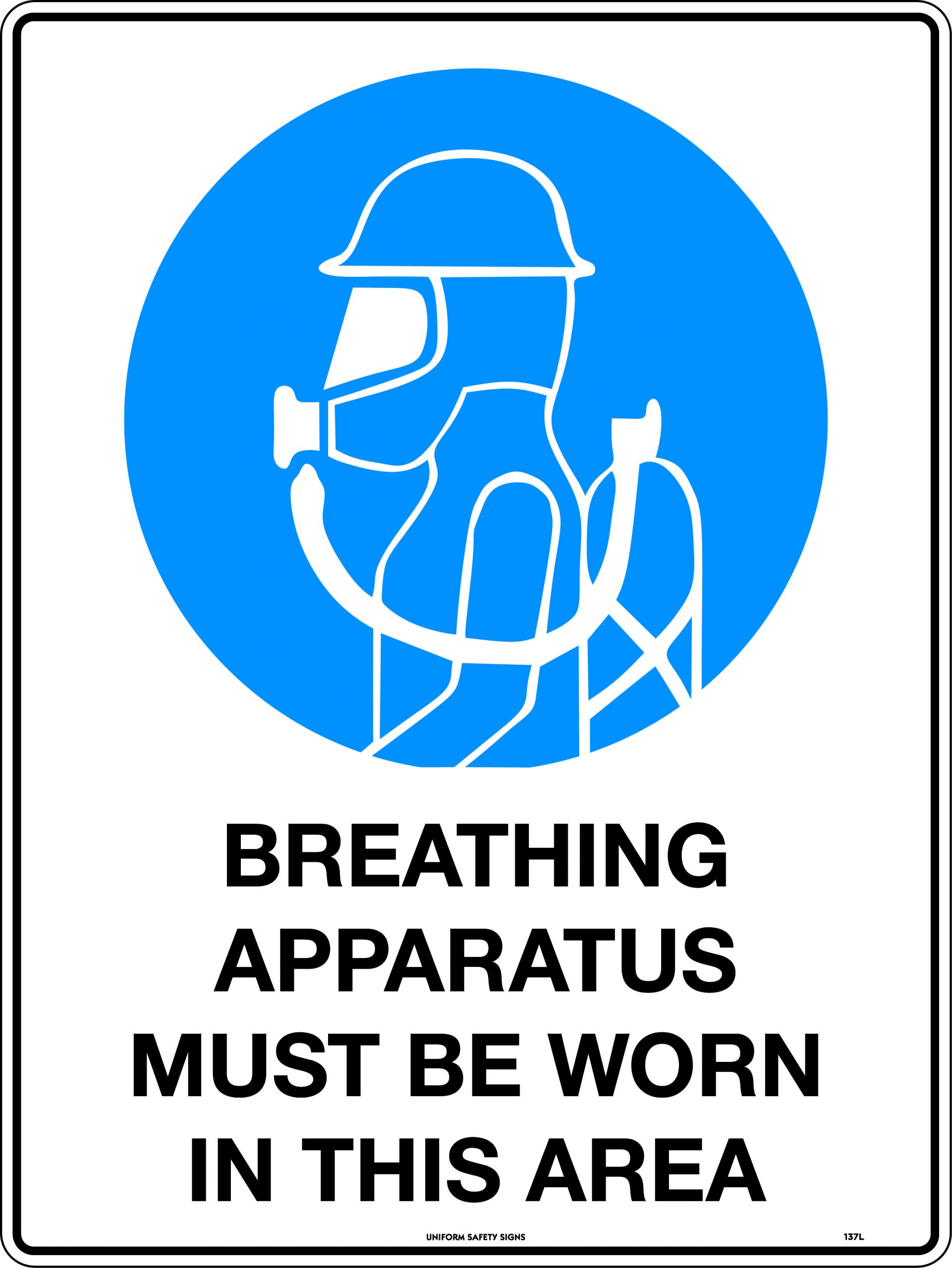 SIGN BREATHING APPARATUS MUST BE WORN 450X300 POLY 659M 