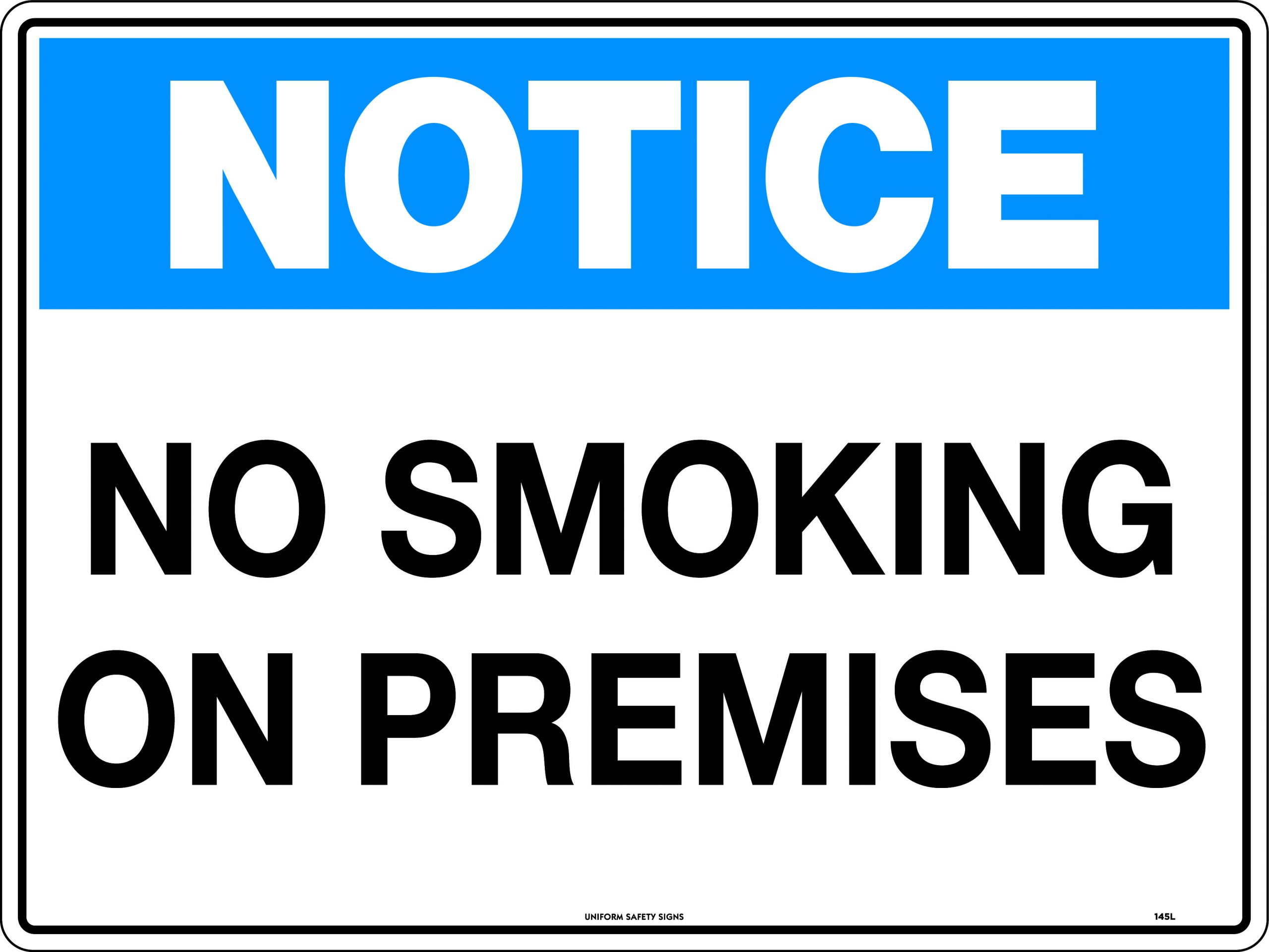UNIFORM SAFETY 600X450MM CORFLUTE NOTICE NO SMOKING ON PREMISES