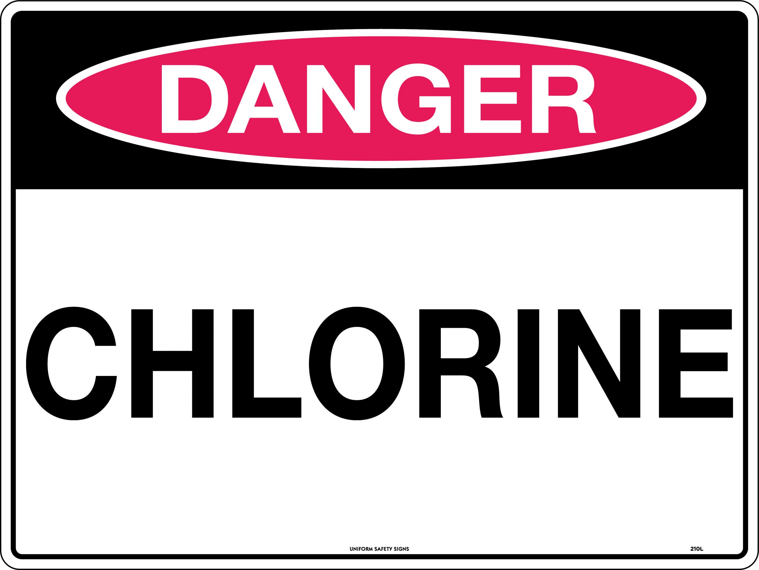 UNIFORM SAFETY 300X225MM METAL DANGER CHLORINE 