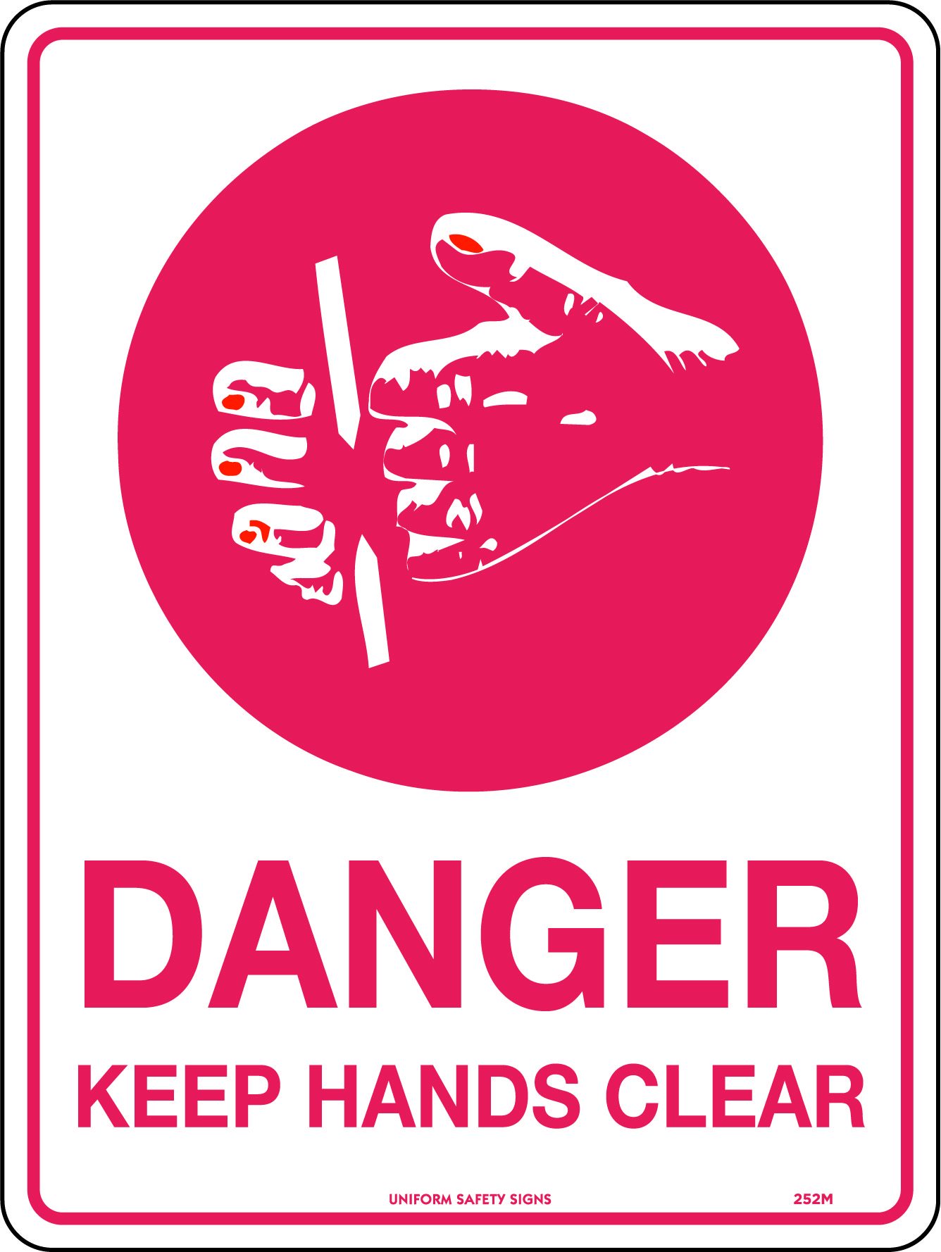 UNIFORM SAFETY 300X225MM METAL DANGER KEEP HANDS CLEAR 