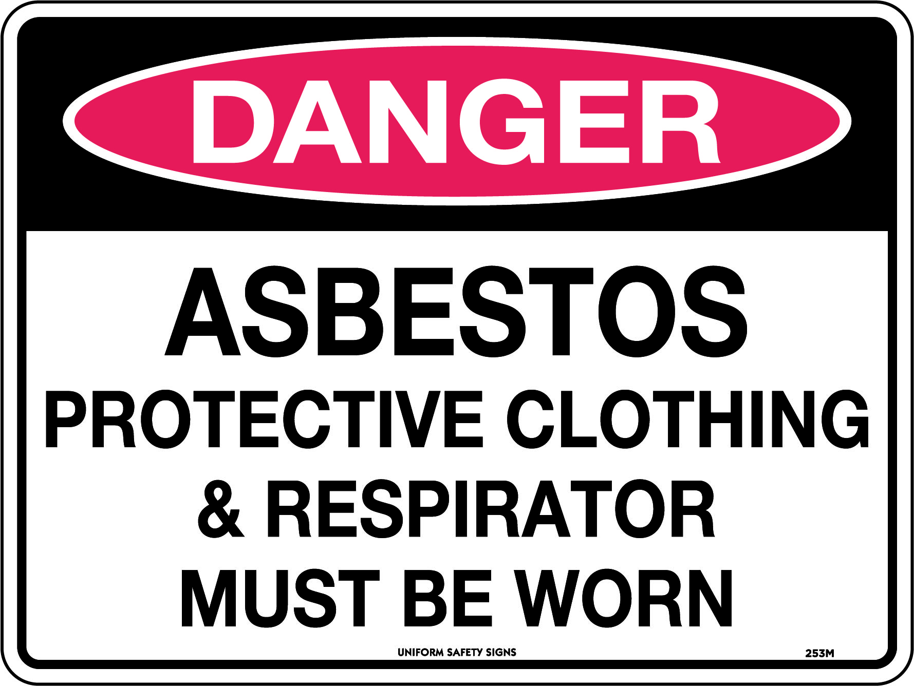 UNIFORM SAFETY 600X450MM POLY DANGER ASBESTOS PROTECTIVE CLOTHING