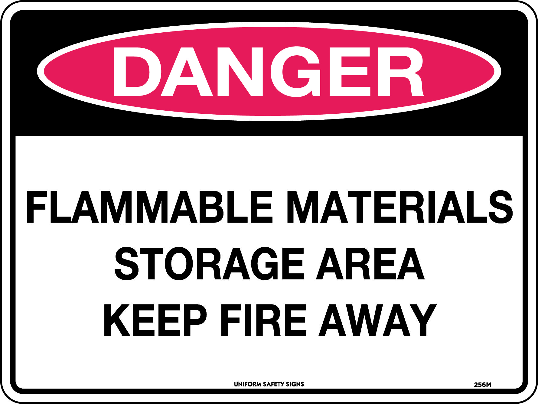 UNIFORM SAFETY 300X225MM METAL DANGER FLAMMABLE MATERIALS STORAGE AREA
