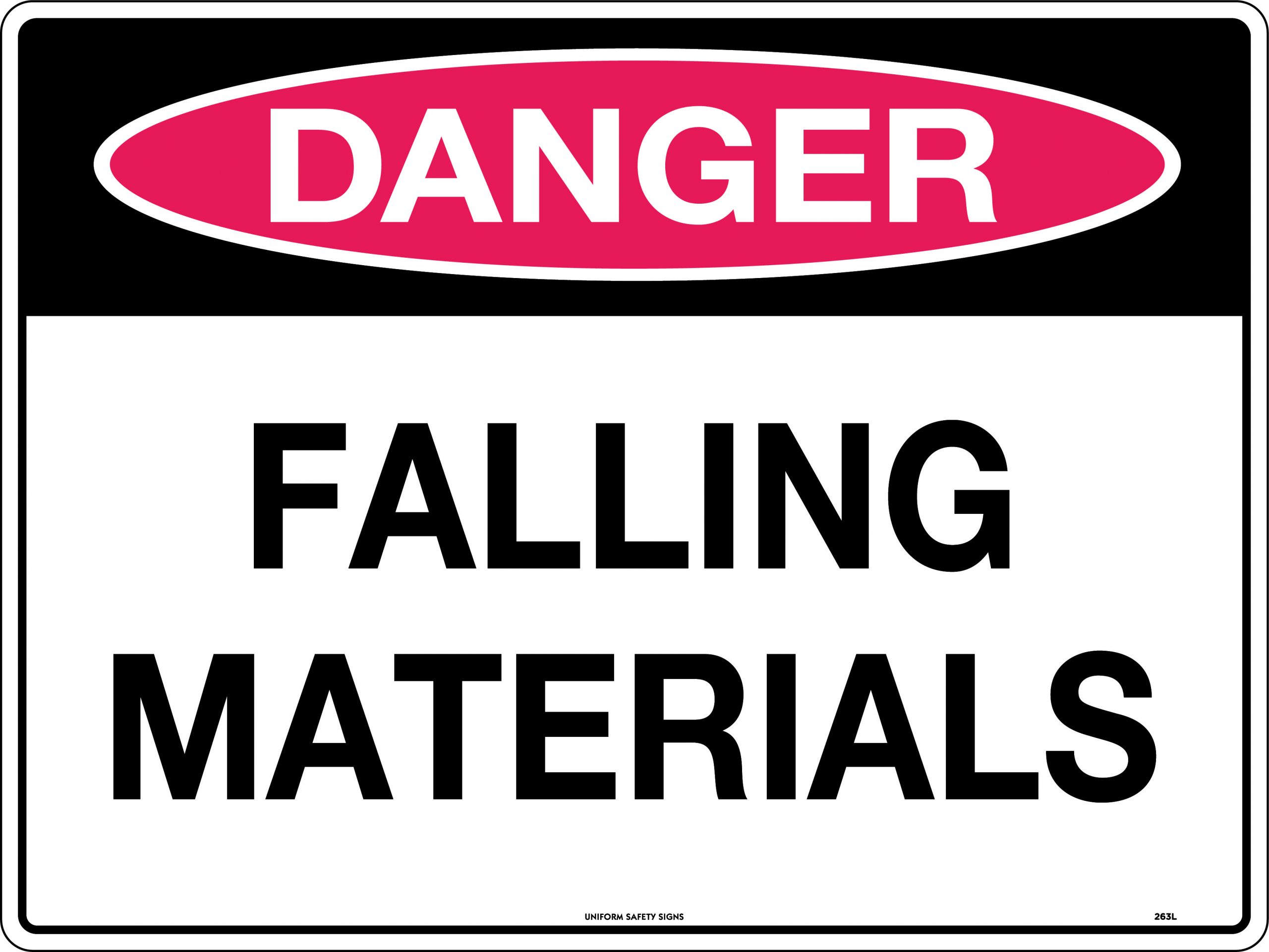 UNIFORM SAFETY 600X450MM CORFLUTE DANGER FALLING MATERIALS