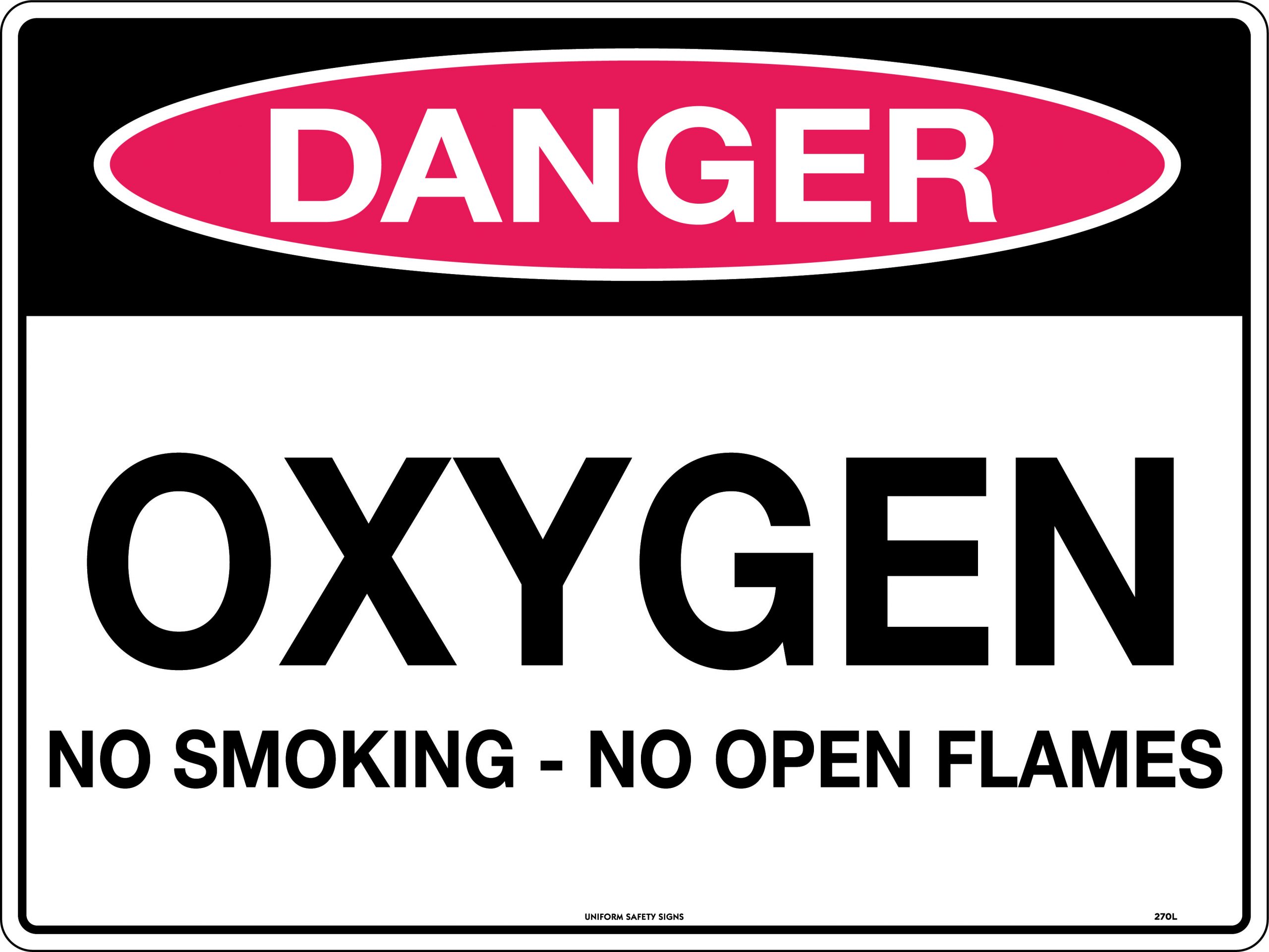 SIGN DANGER OXYGEN NO SMOKING 600X450 POLY 617D 