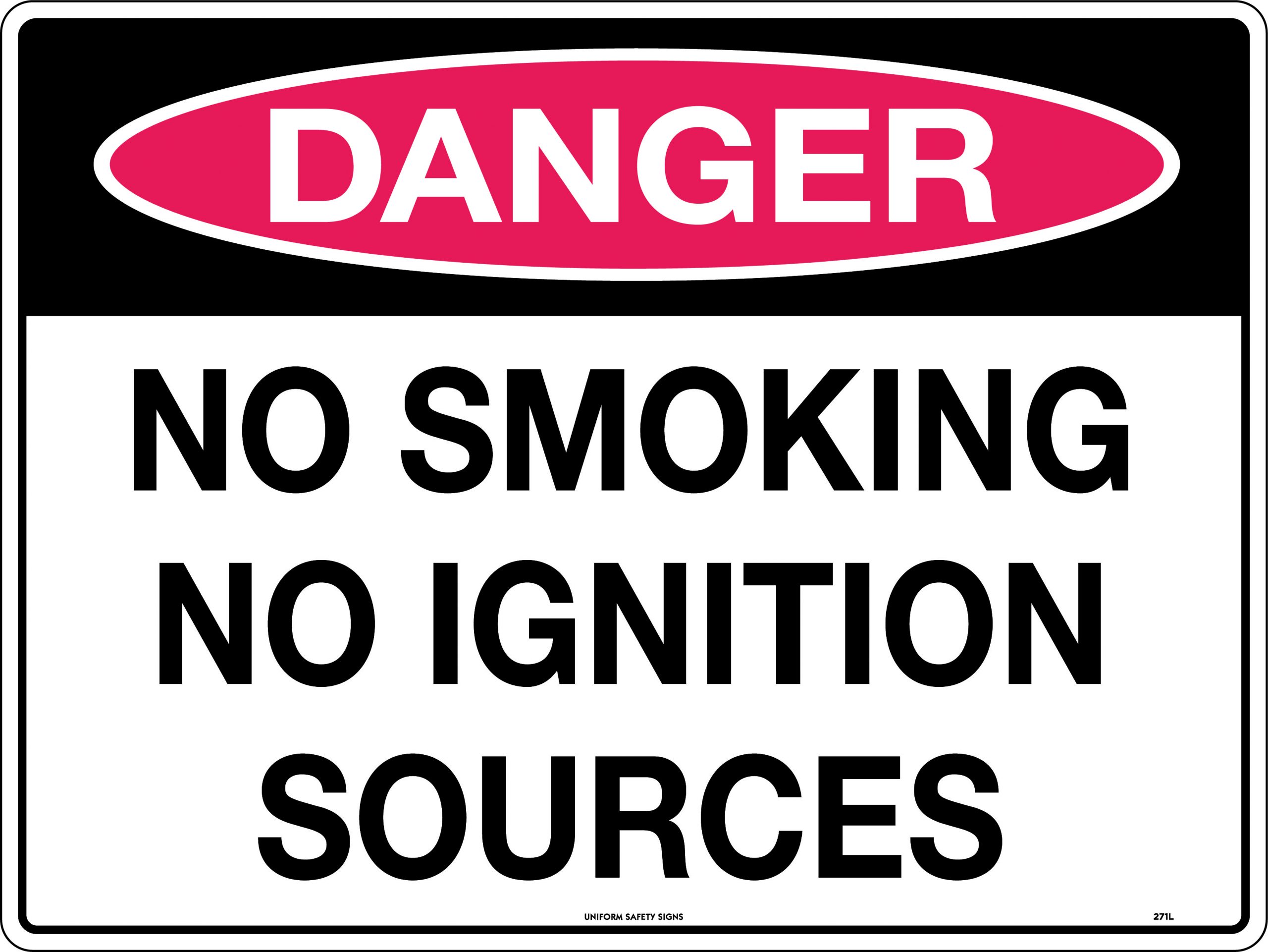 SIGN DANGER NO SMOKING NO IGNITION SOURCES 450X300 METAL 648D