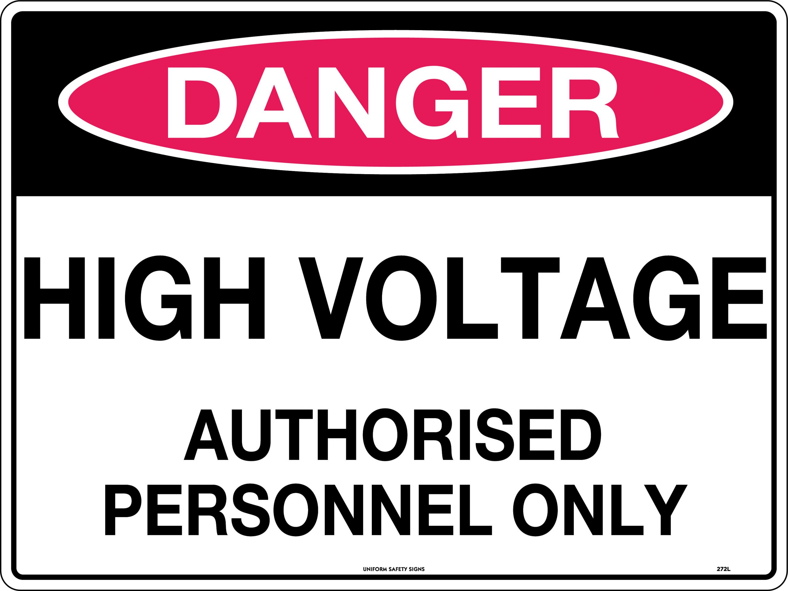SIGN DANGER HIGH VOLTAGE AUTHORISED PERSONNEL ONLY 450X300 METAL 192D