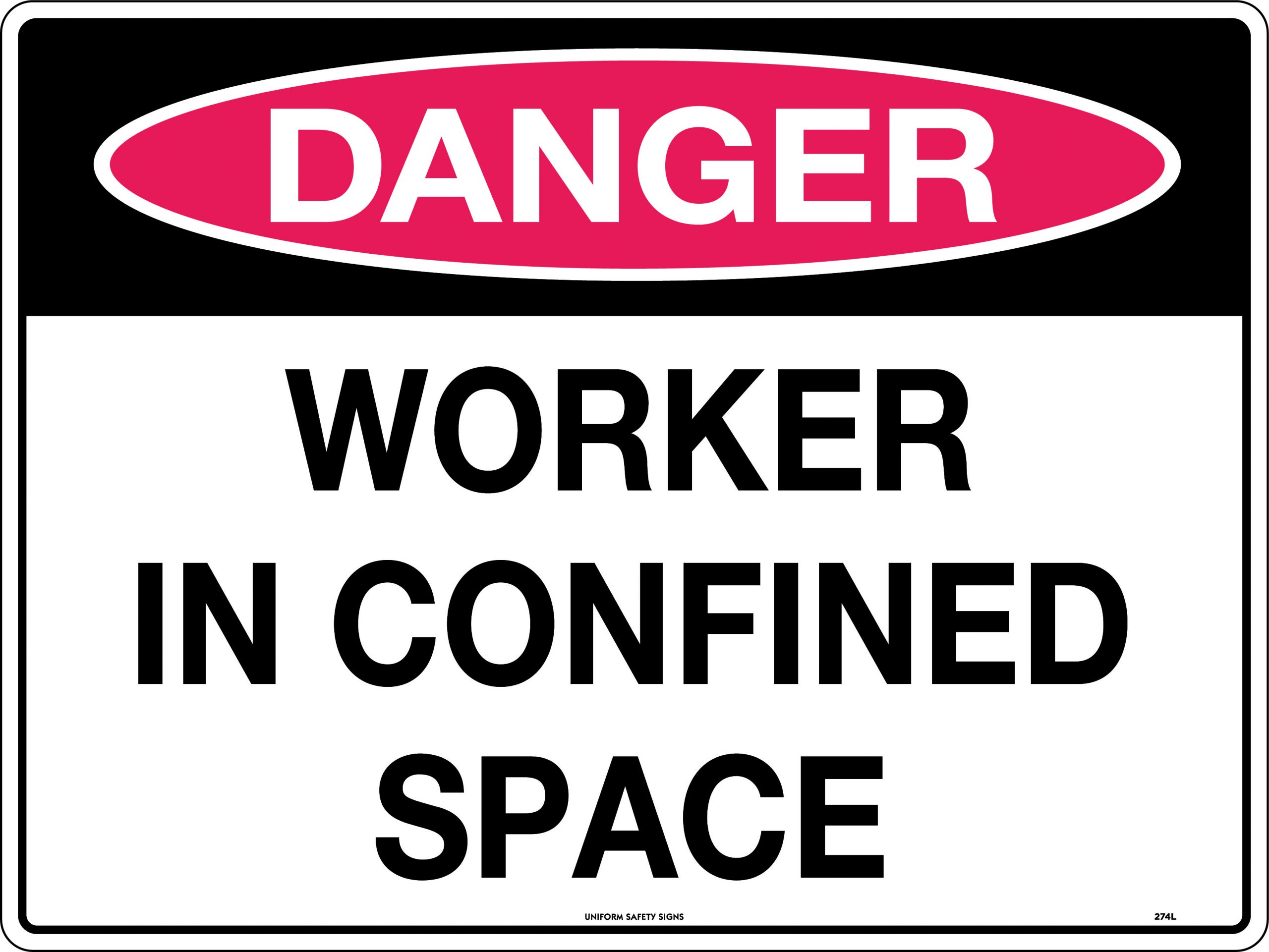 UNIFORM SAFETY 300X225MM METAL DANGER WORKER IN CONFINED SPACE