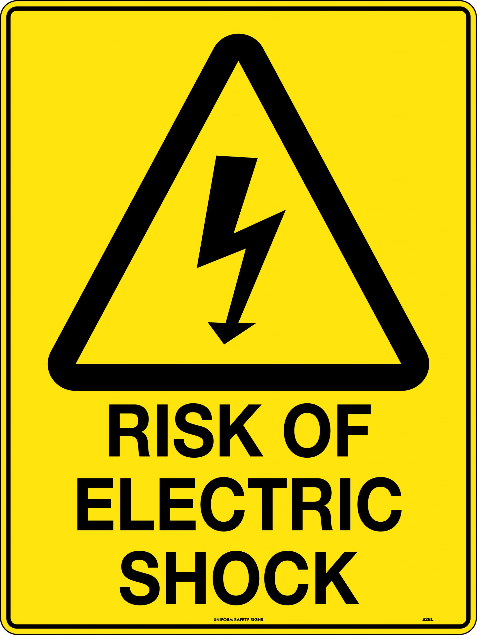 UNIFORM SAFETY 450X300MM METAL CAUTION RISK OF ELECTRIC SHOCK 