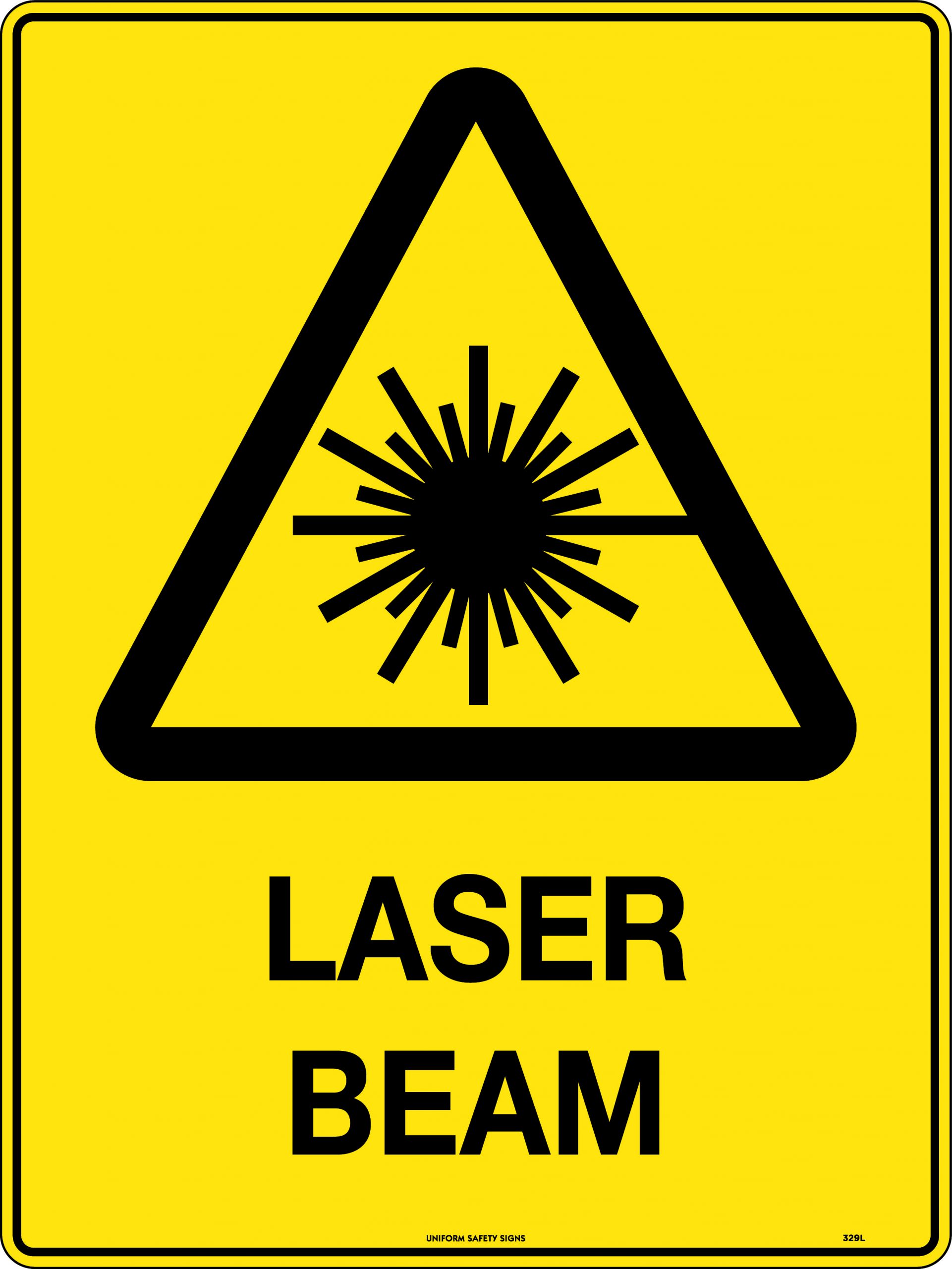 SIGN 600 X 450MM METAL CAUTION LASER BEAM 