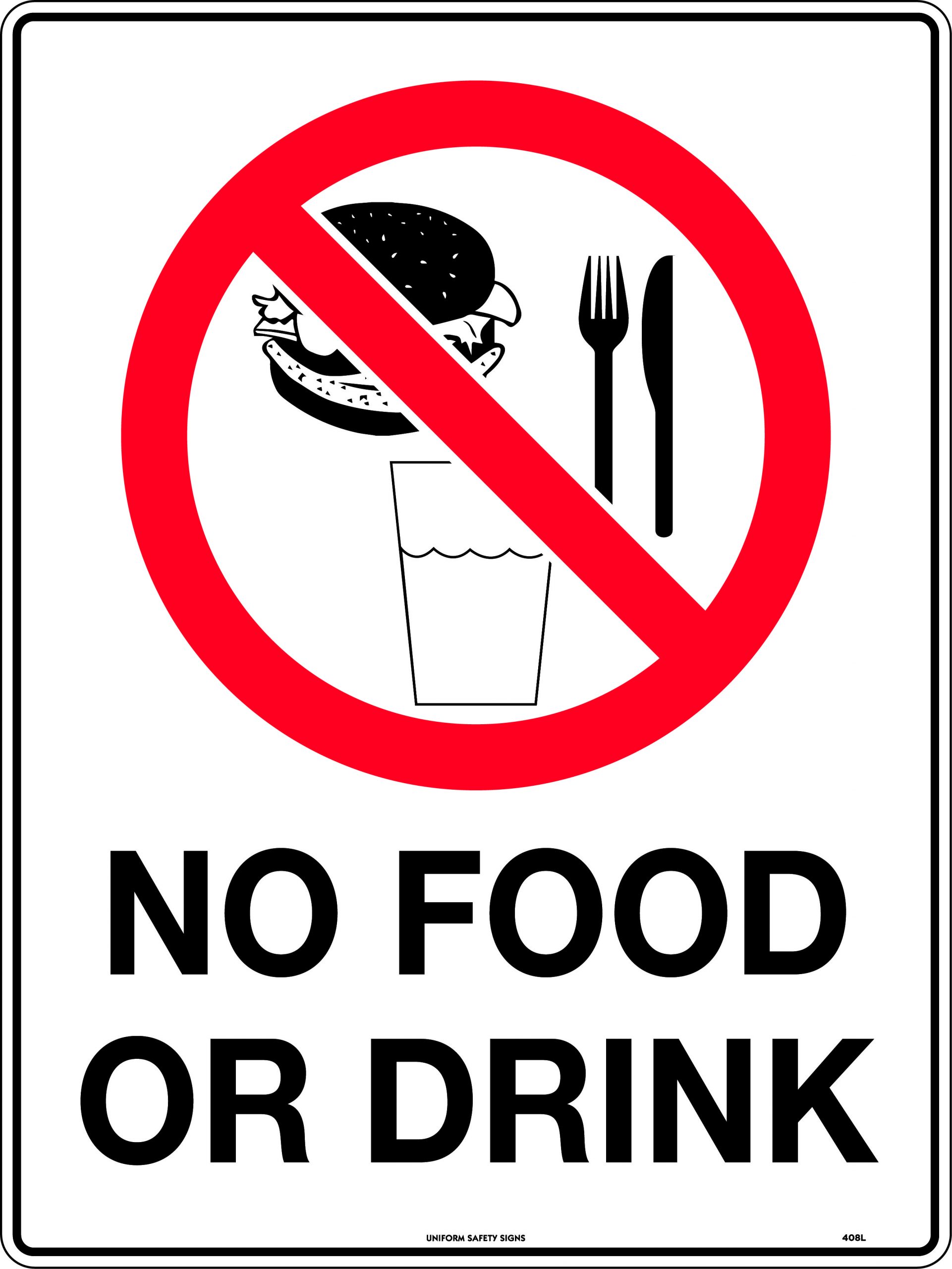 No Food or Drink Uniform Safety Signs