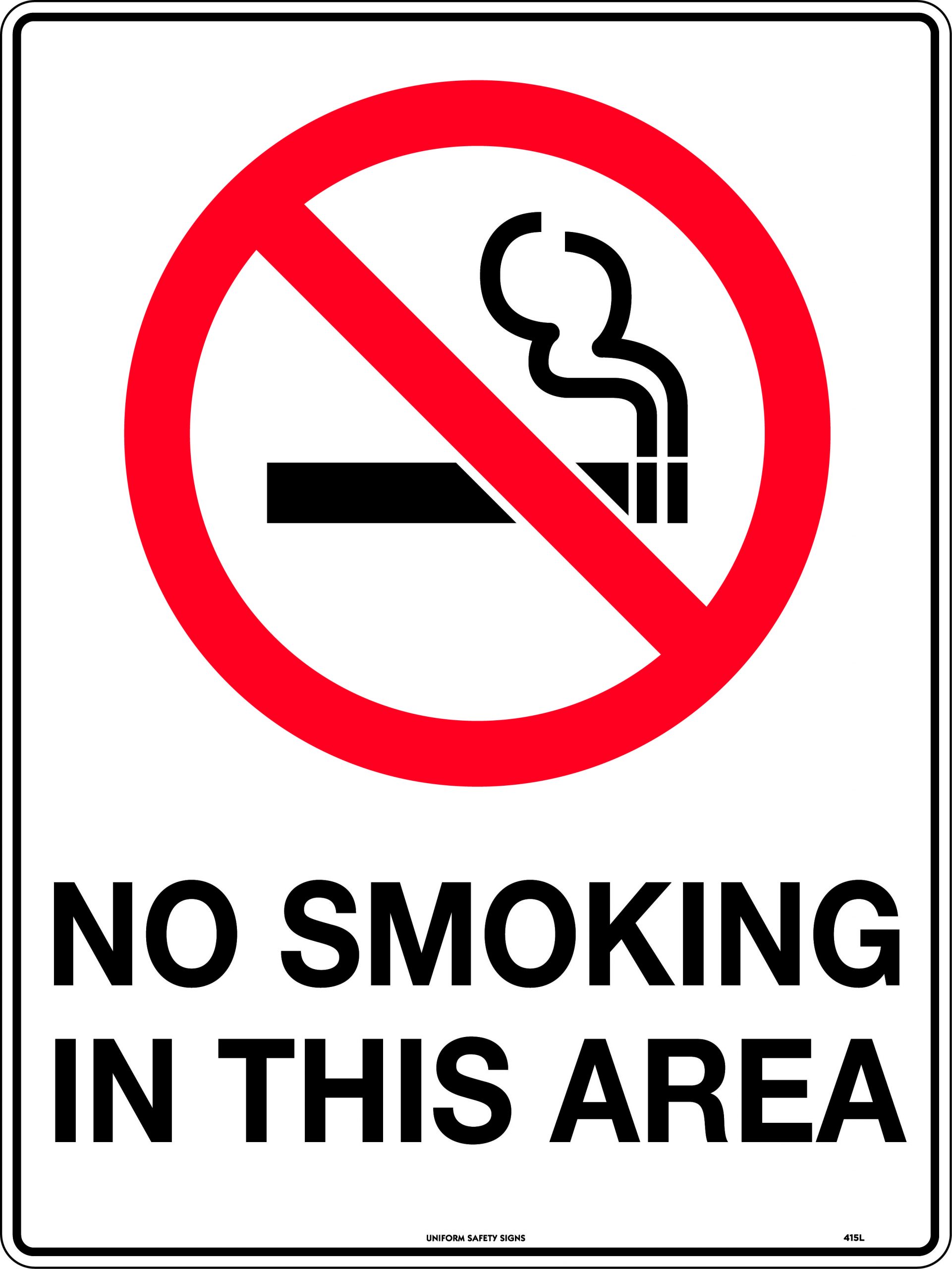 SIGN NO SMOKING IN THIS AREA 300X225 METAL 112P 