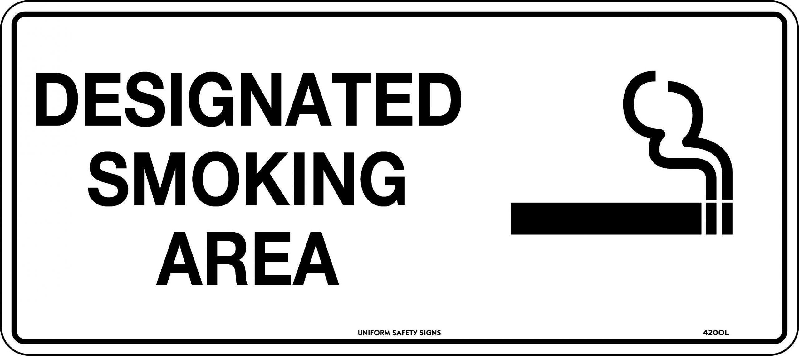 UNIFORM SAFETY 300X140MM SELF ADH DESIGNATED SMOKING AREA 