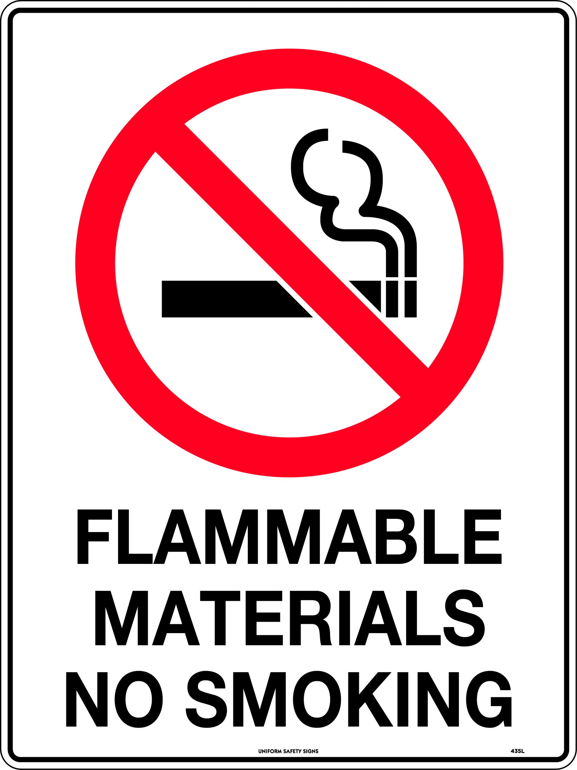 UNIFORM SAFETY 300X225MM METAL FLAMMABLE MATERIALS NO SMOKING 