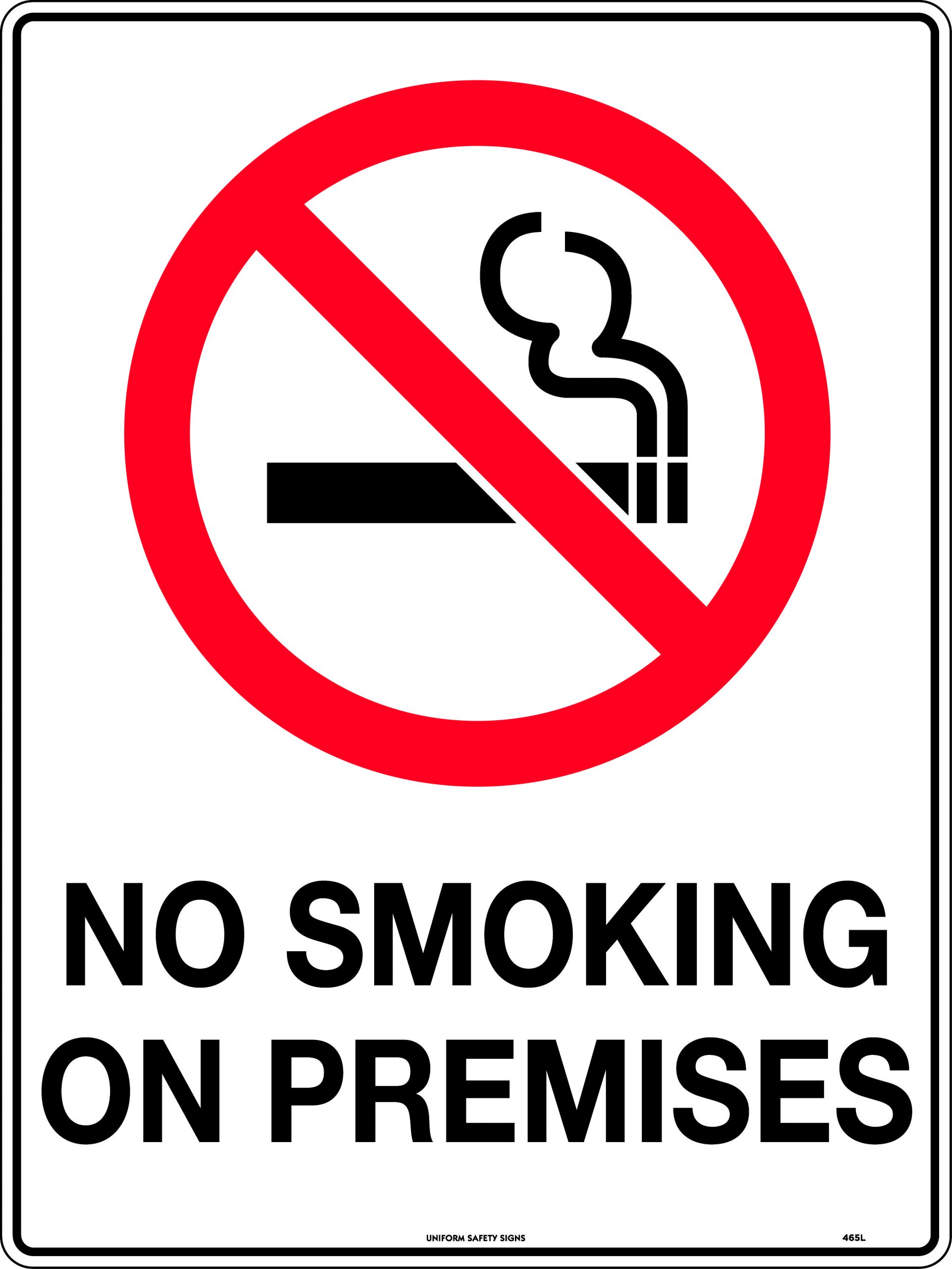 No Smoking On Premises Uniform Safety Signs