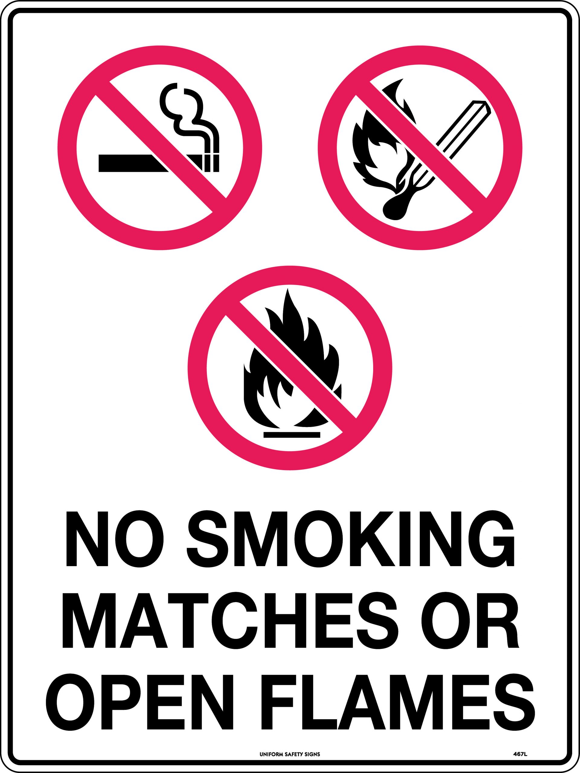 SIGN NO SMOKING MATCHES OR OPEN FLAMES 300X225 POLY 152P 