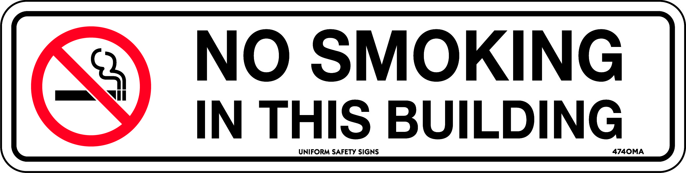 SIGN 400 X 100MM SELF ADHESIVE NO SMOKING IN THIS BUILDING