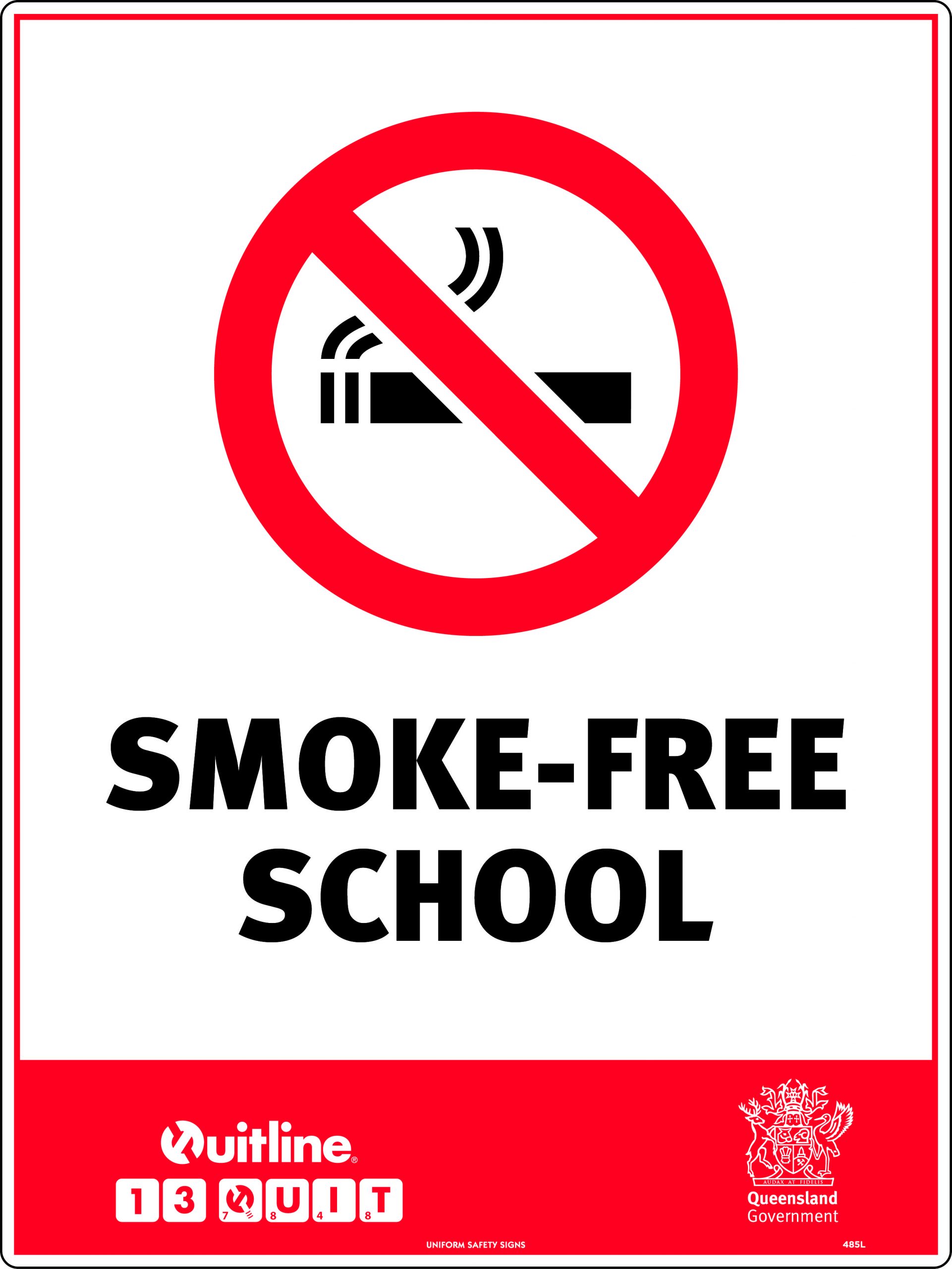 SIGN 450 X 300MM METAL SMOKE FREE SCHOOL ( QLD STANDARD) 