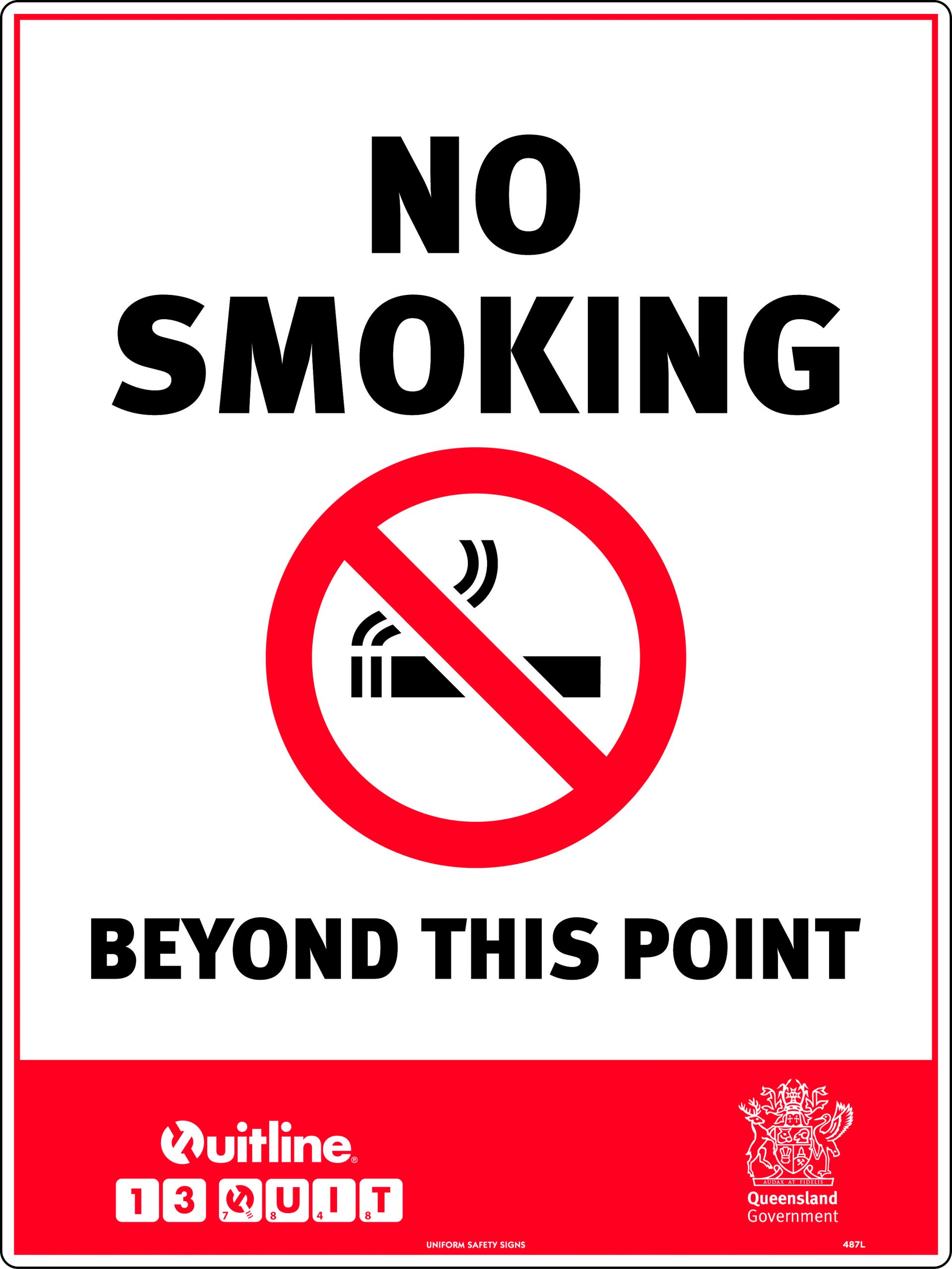 SIGN 450 X 300MM METAL NO SMOKING BEYOND THIS POINT ( QLD STANDARD)