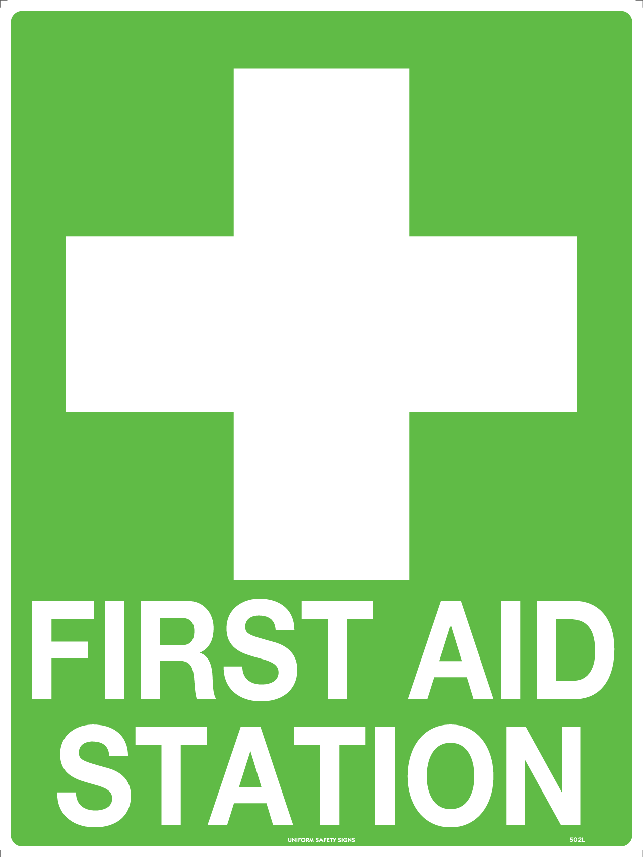 UNIFORM SAFETY 90X55MM SELF ADH 10/SHEET FIRST AID STATION 