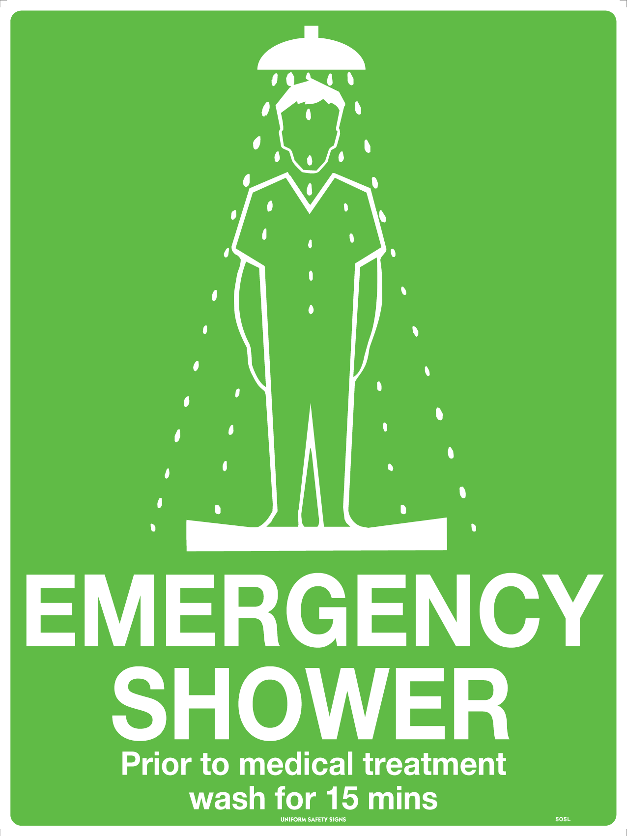 SIGN EMERGENCY SHOWER 225 X 225 POLY - OFF WALL 