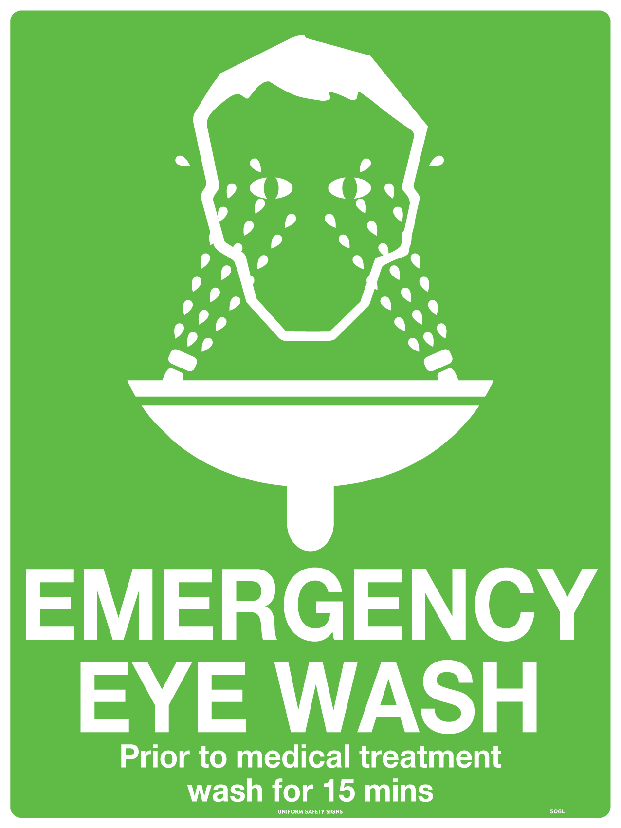 UNIFORM SAFETY 225X225MM POLY OFF WALL EMERGENCY EYE WASHWITH GRAM