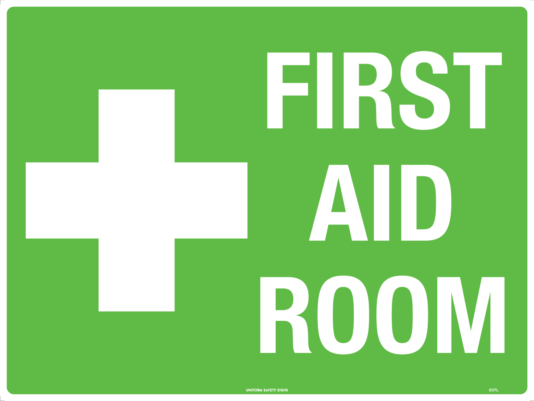 UNIFORM SAFETY 600X450MM POLY FIRST AID ROOM 