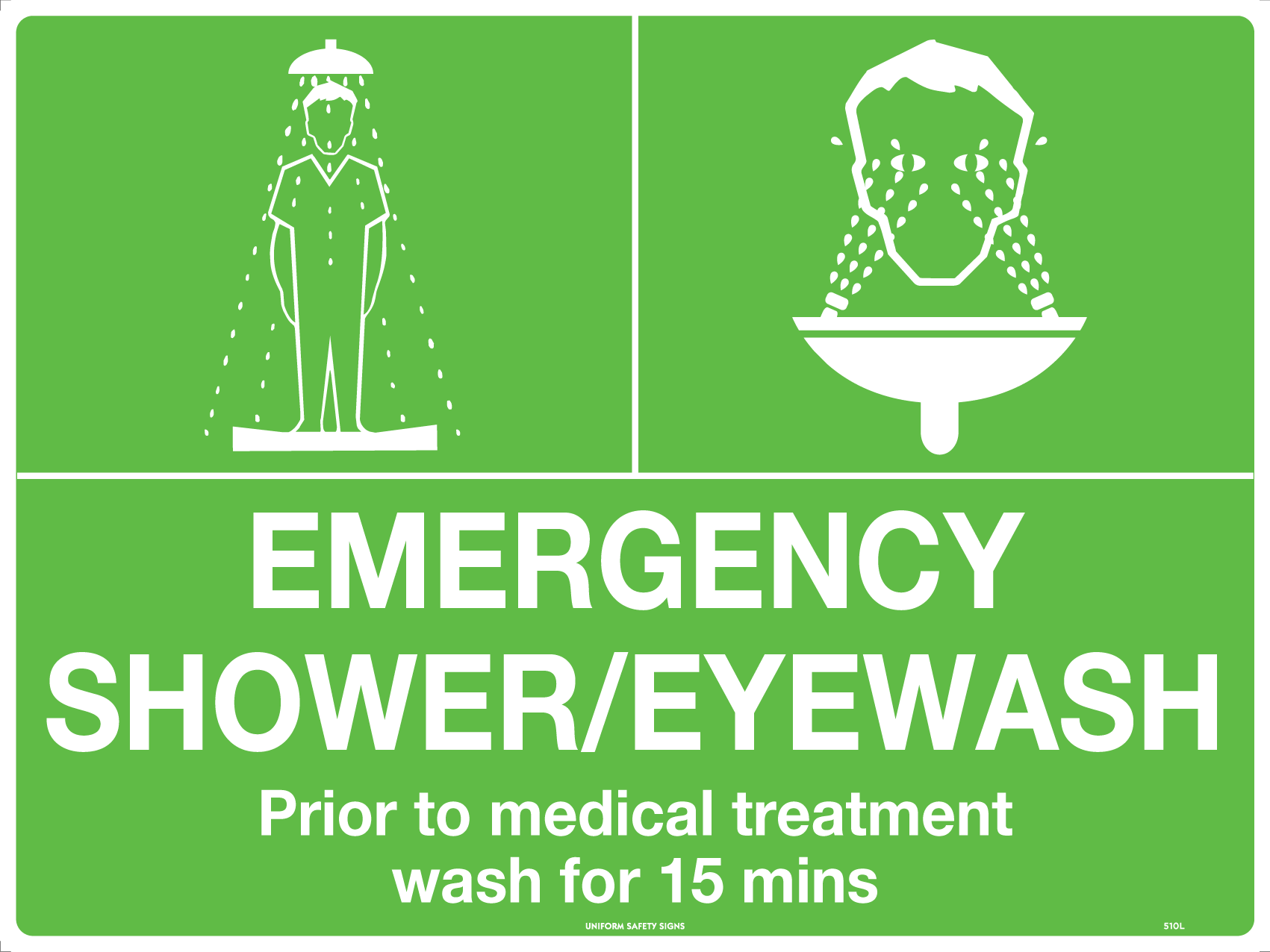 SIGN EMERGENCY SHOWER/EYEWASH 450X300 METAL 120E 