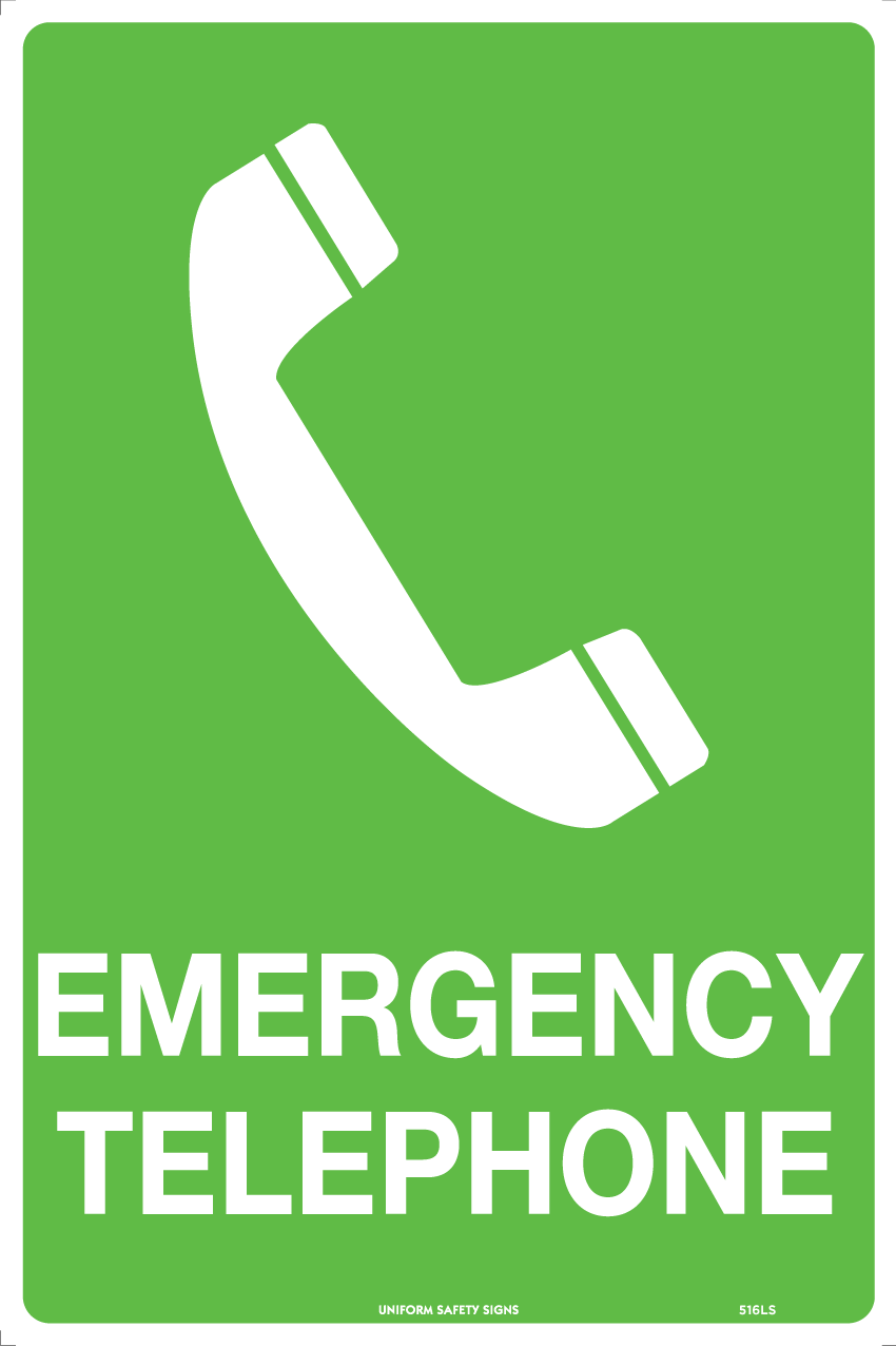 UNIFORM SAFETY 225X225MM POLY OFF WALL EMERGENCY TELEPHONE GRAM