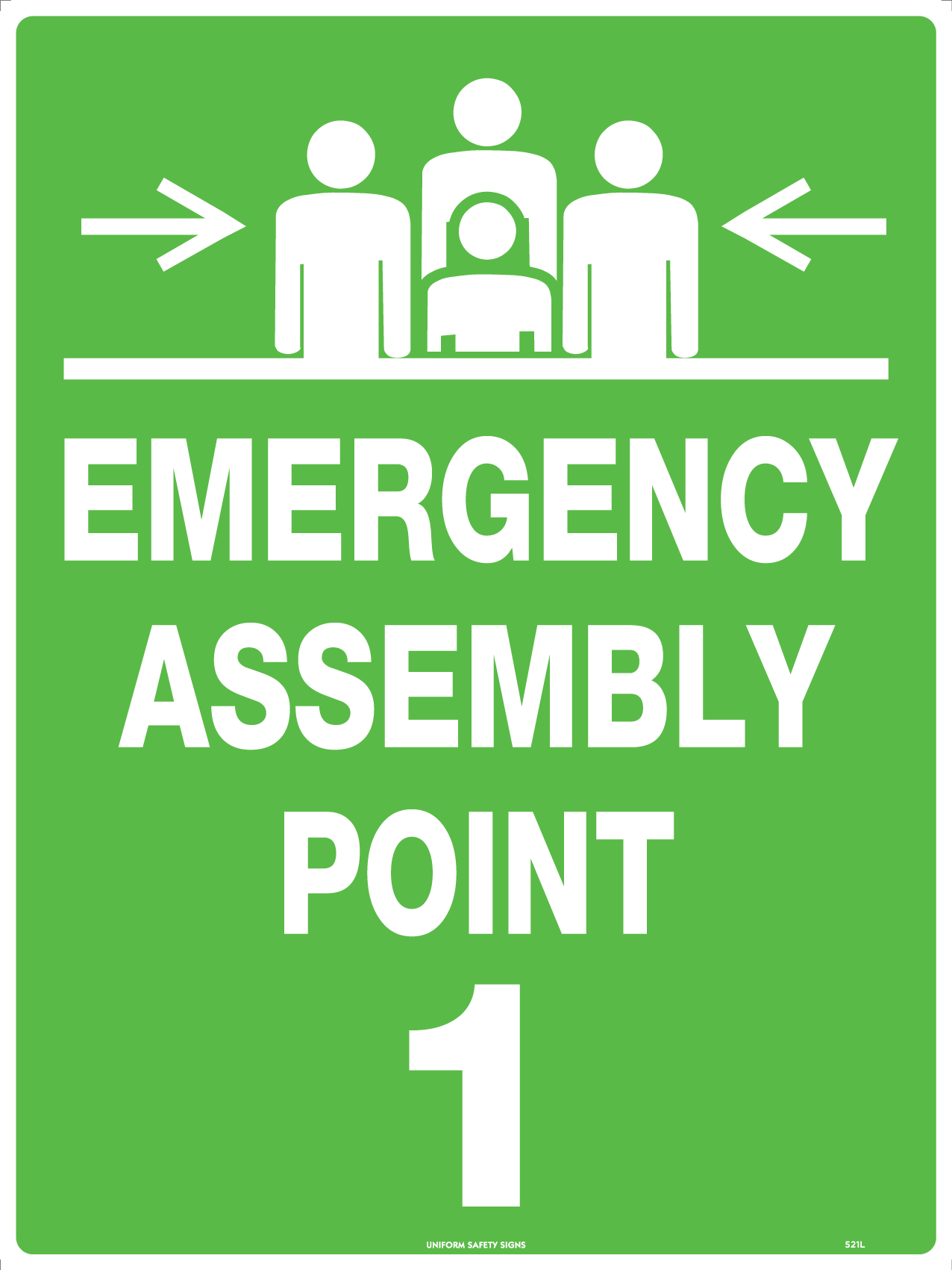 UNIFORM SAFETY 600X450MM METAL EMERGENCY ASSEMBLY POINT 1 