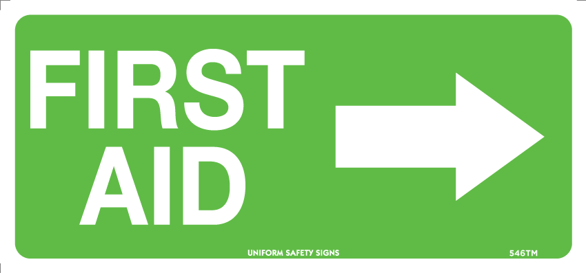 LABEL - ADHES - FIRST AID WITH LEFT ARROW ( 100 X 400MM) LABEL - ADHES - FIRST AID WITH LEFT ARROW ( 100 X 400MM)