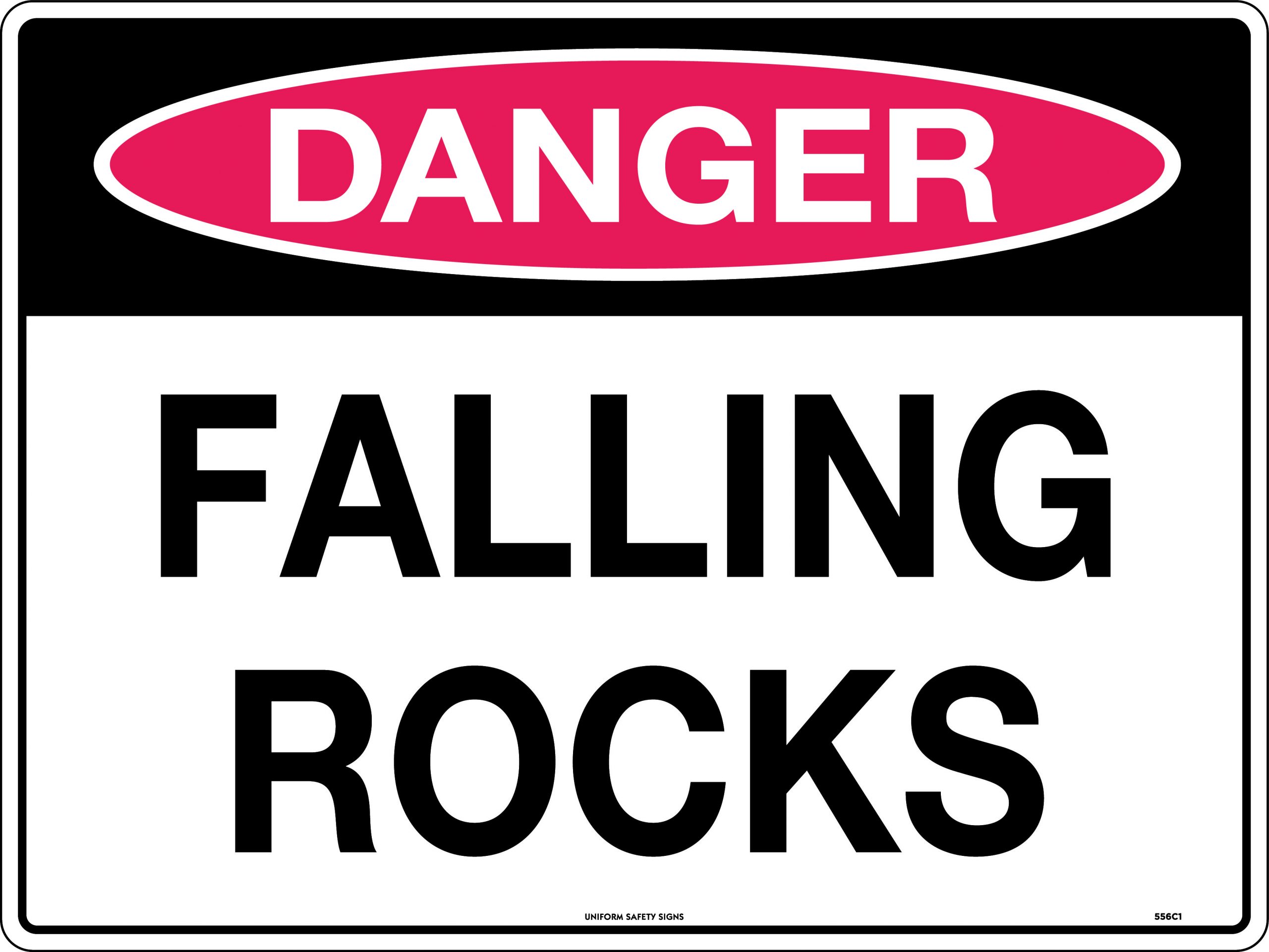 UNIFORM SAFETY 600X450MM METAL CL1 REF DANGER FALLING ROCKS 