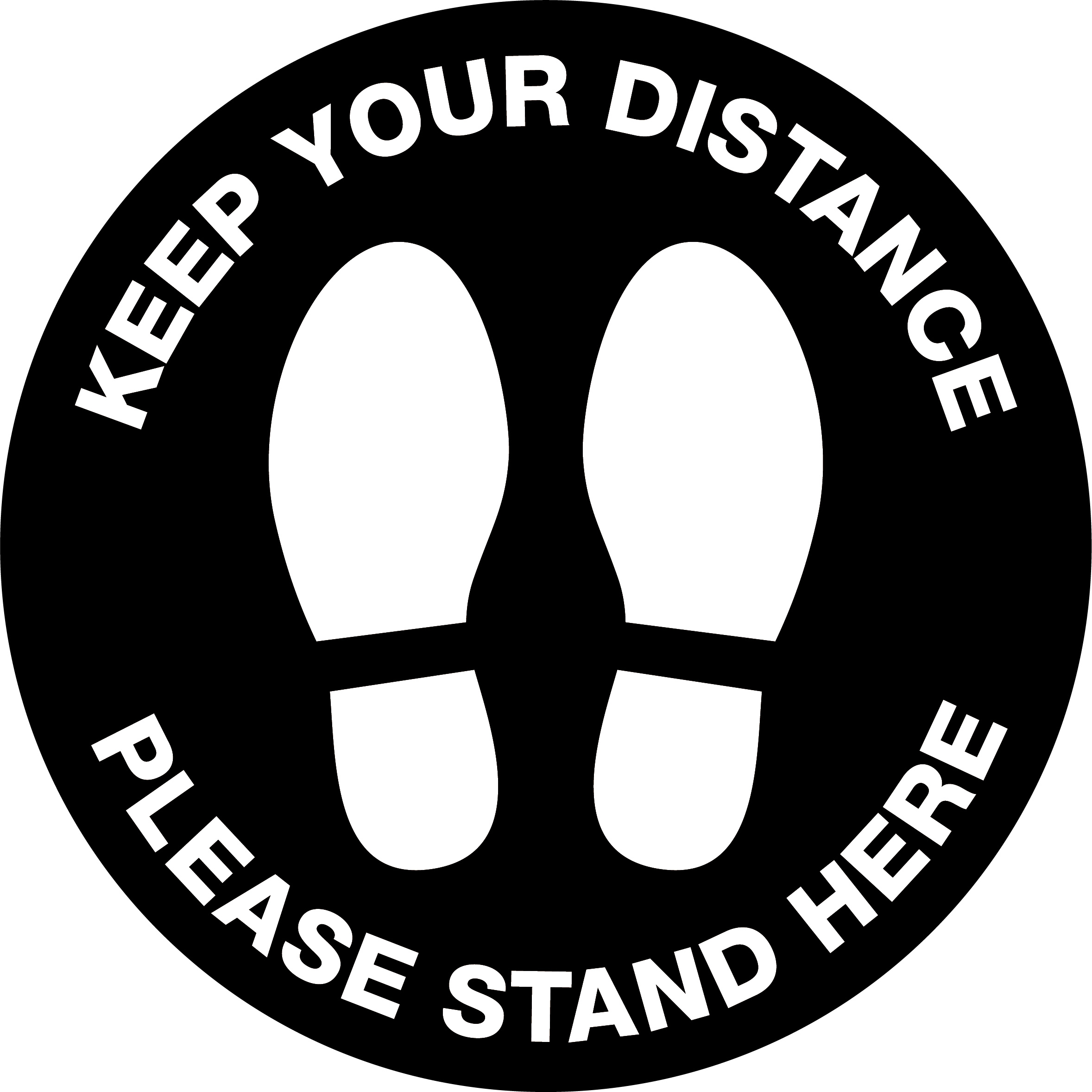400MM DIA - ANTI SLIP FLOOR GRAPHICS - KEEP YOUR DISTANCE FEET PICTURE