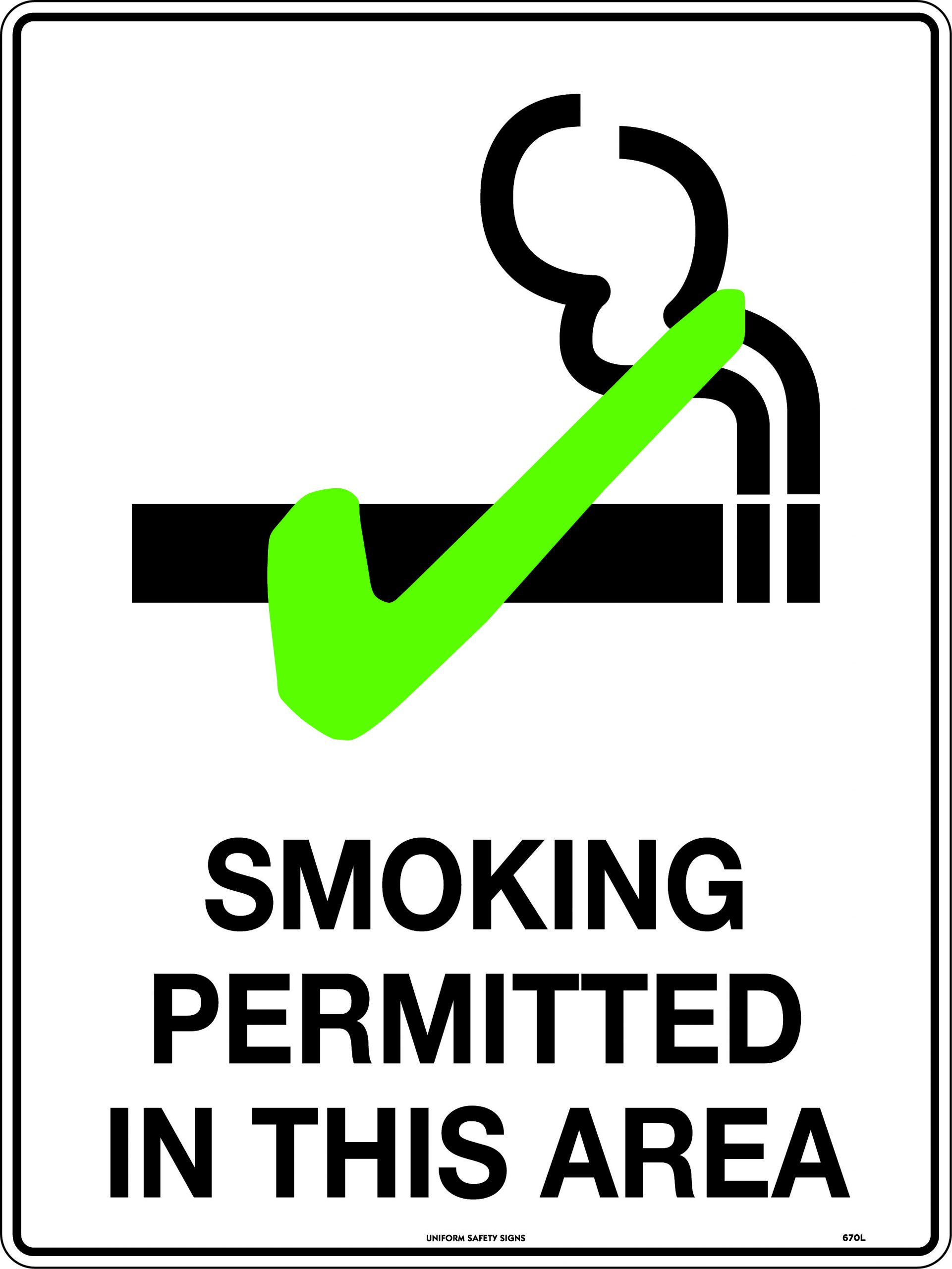 UNIFORM SAFETY 450X300MM POLY SMOKING PERMITTED IN THIS AREA 