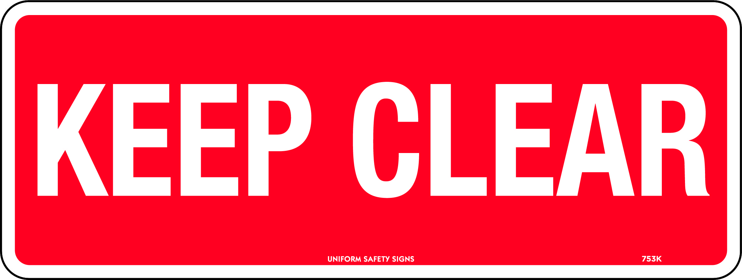 SIGN 400 X 100MM SELF ADHESIVE KEEP CLEAR 