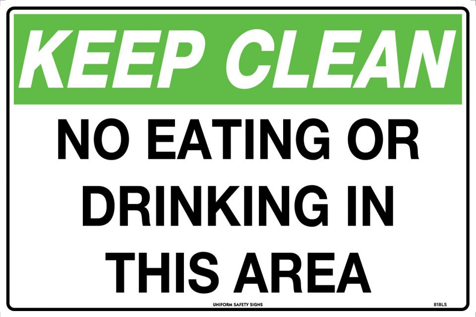 No Eating In This Area Sign