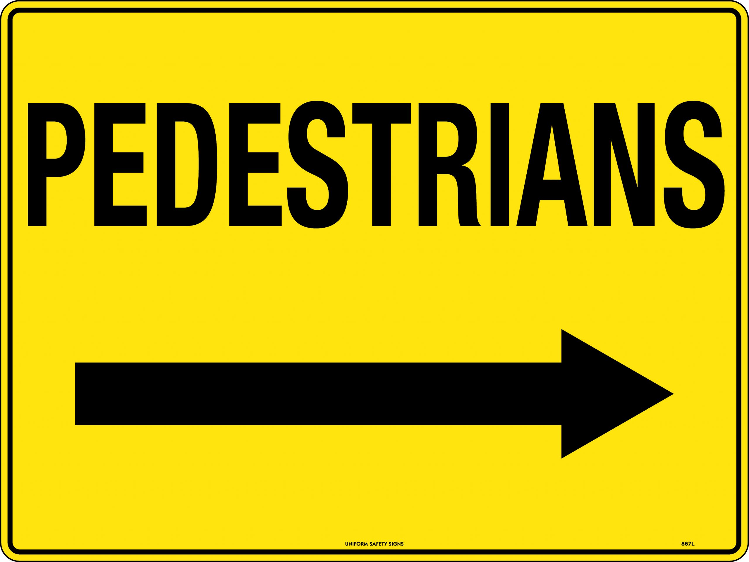 SIGN 600 X 225MM CORFLUTE PEDESTRIANS [ARROW RIGHT] 