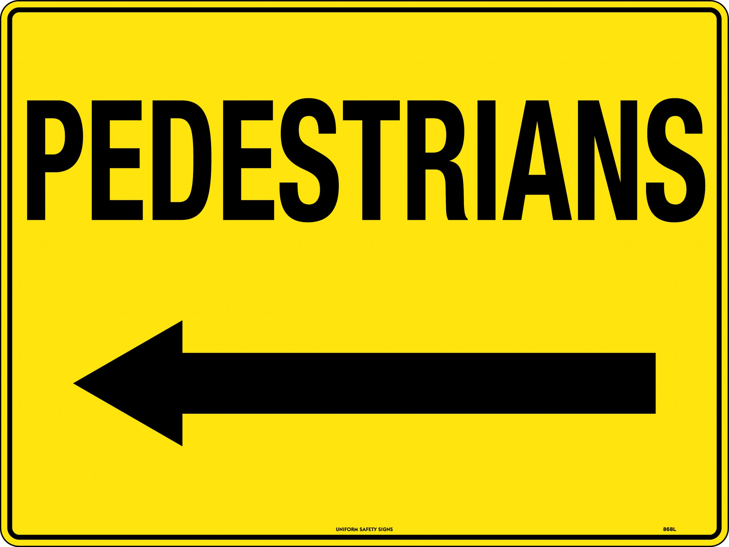 SIGN 600 X 225MM CORFLUTE PEDESTRIANS [ARROW LEFT] 