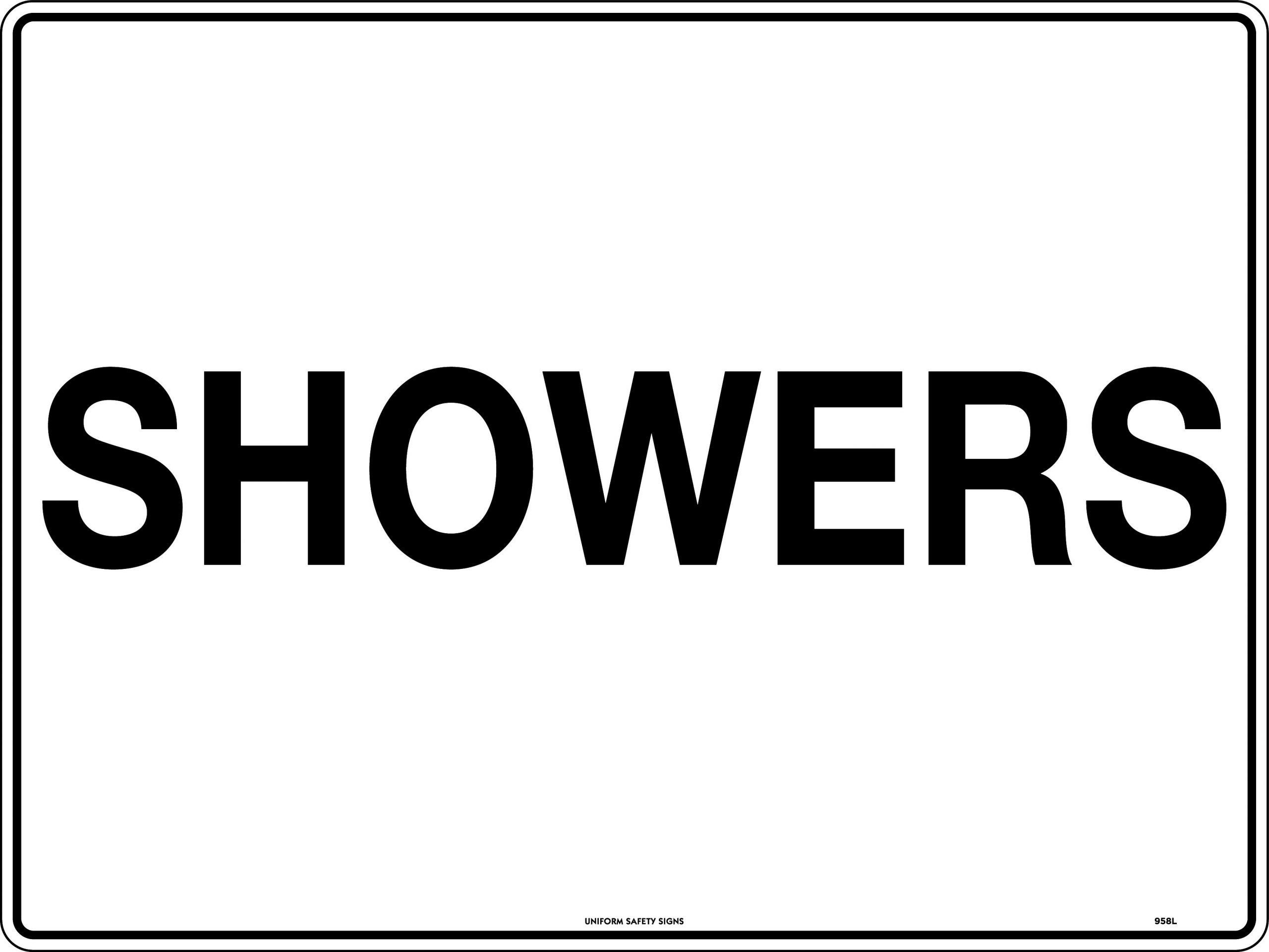 SIGN 200 X 50MM PKT OF 4 SELF ADHESIVE SHOWERS 