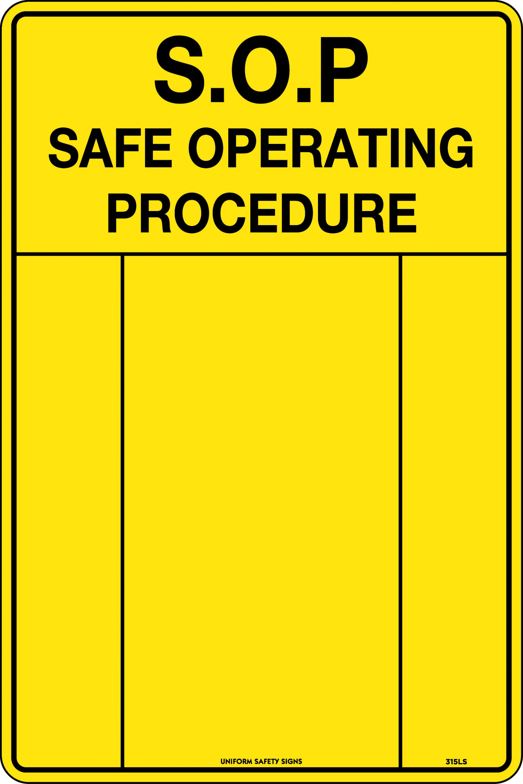 UNIFORM SAFETY 450X300MM METAL SAFE OPERATING PROCEDURE 