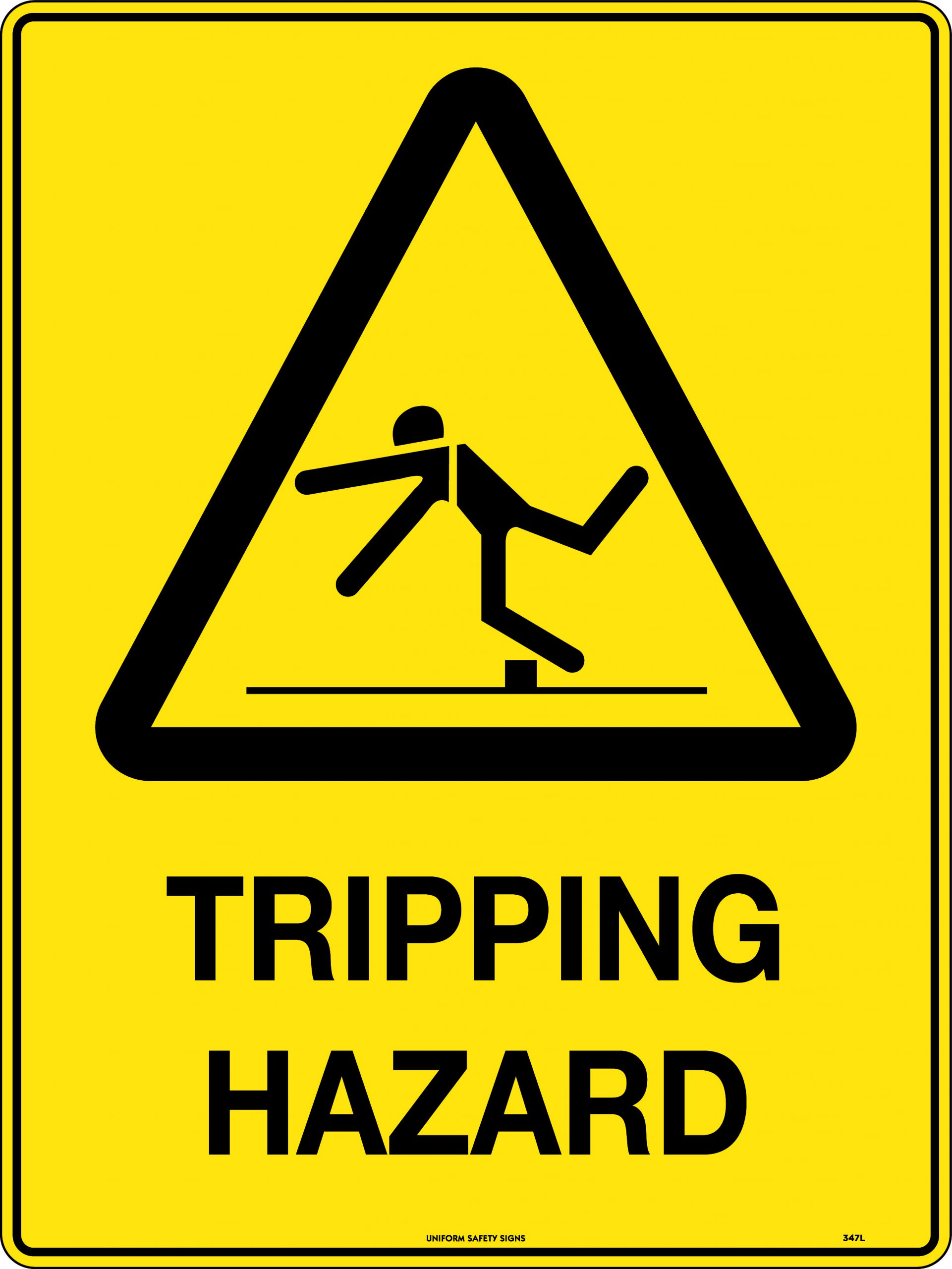 SIGN WARNING TRIPPING HAZARD 300X225 METAL 118W 
