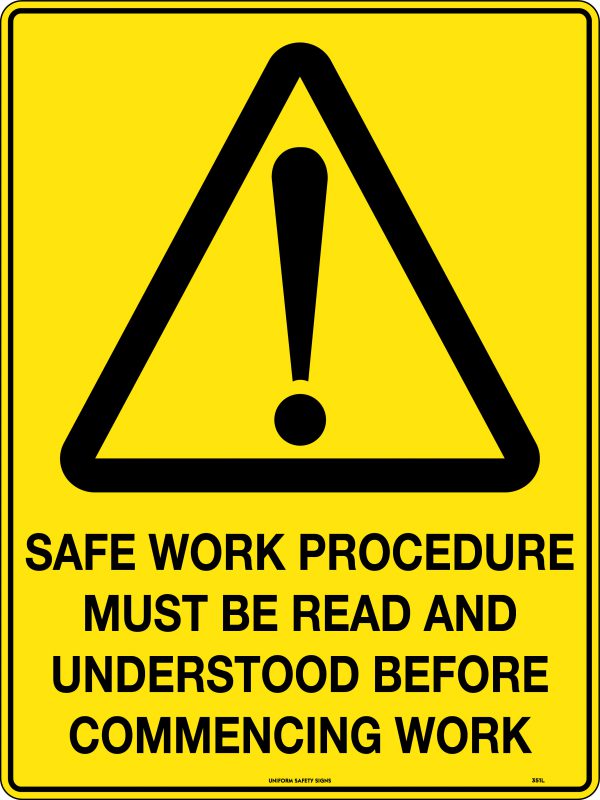 Not Safe For Work Chapter 12 Safe Work Procedure Must be Read and Understood Before Commencing Work