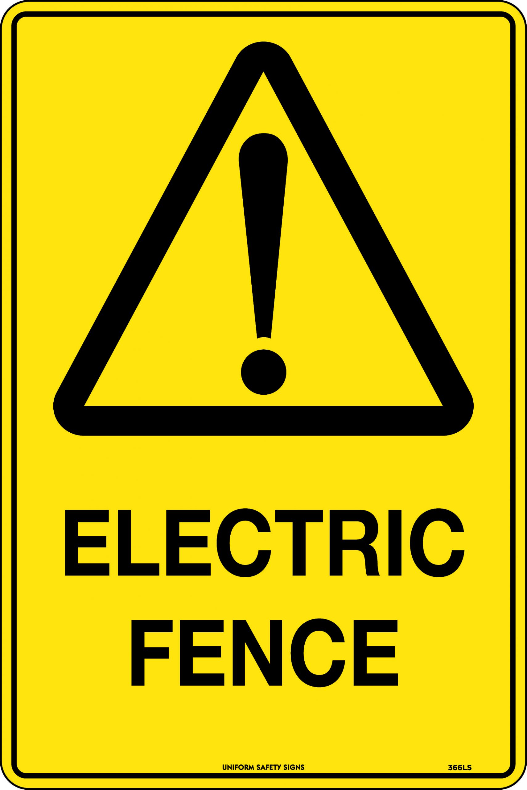 UNIFORM SAFETY 450X300MM POLY CAUTION ELECTRIC FENCE 