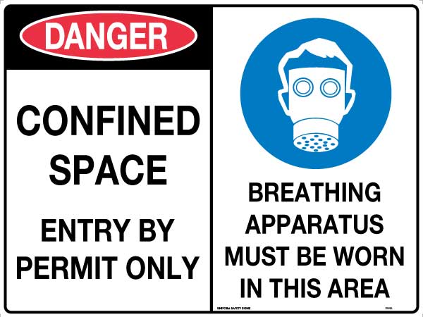 UNIFORM SAFETY 450X300MM POLY MULTI SIGN DANGER CONFINED SPACE