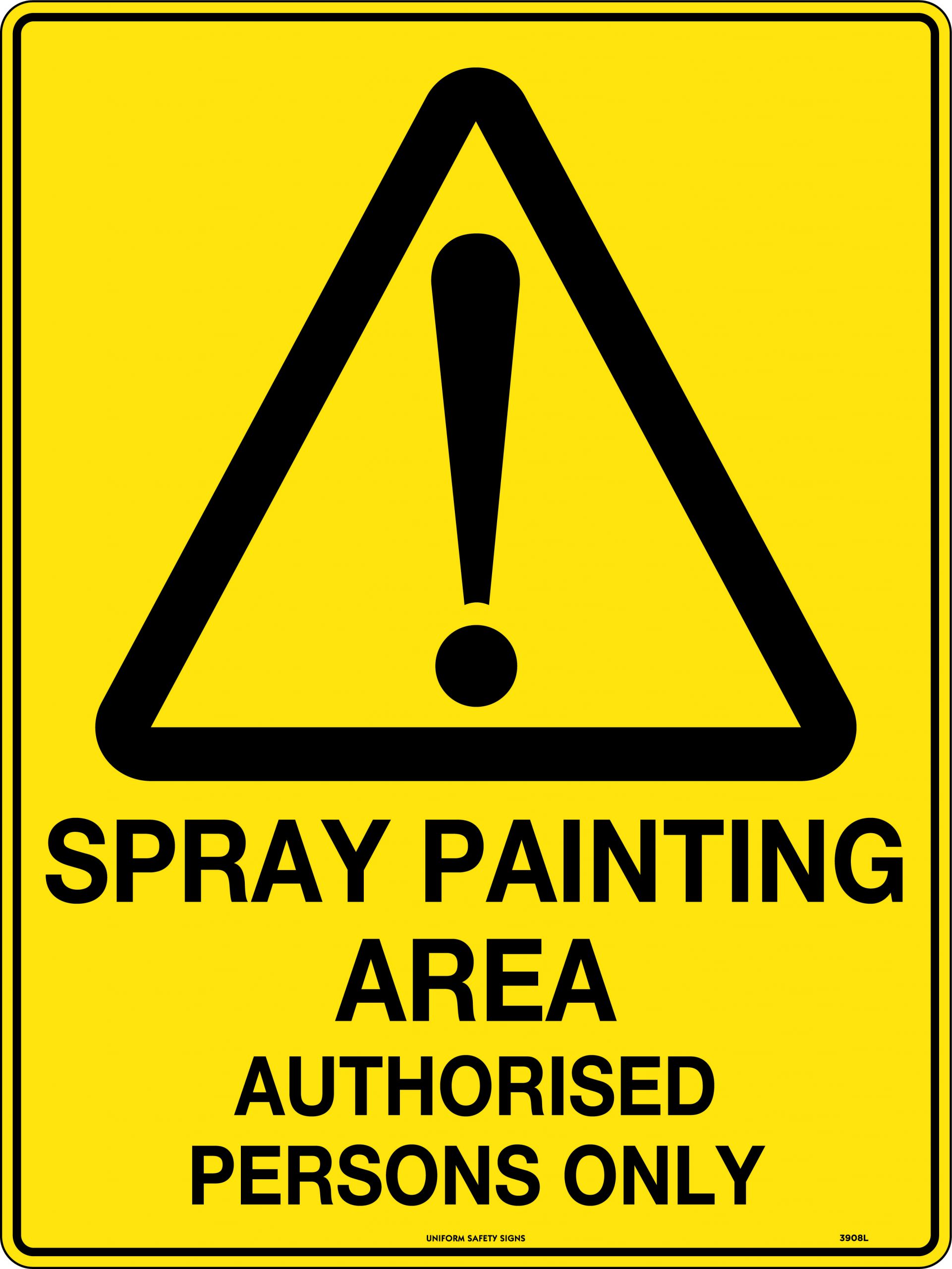 SIGN WARNING SPRAY PAINTING AREA AUTHORISED PERSONS ONLY 600X450 FLUTE 352