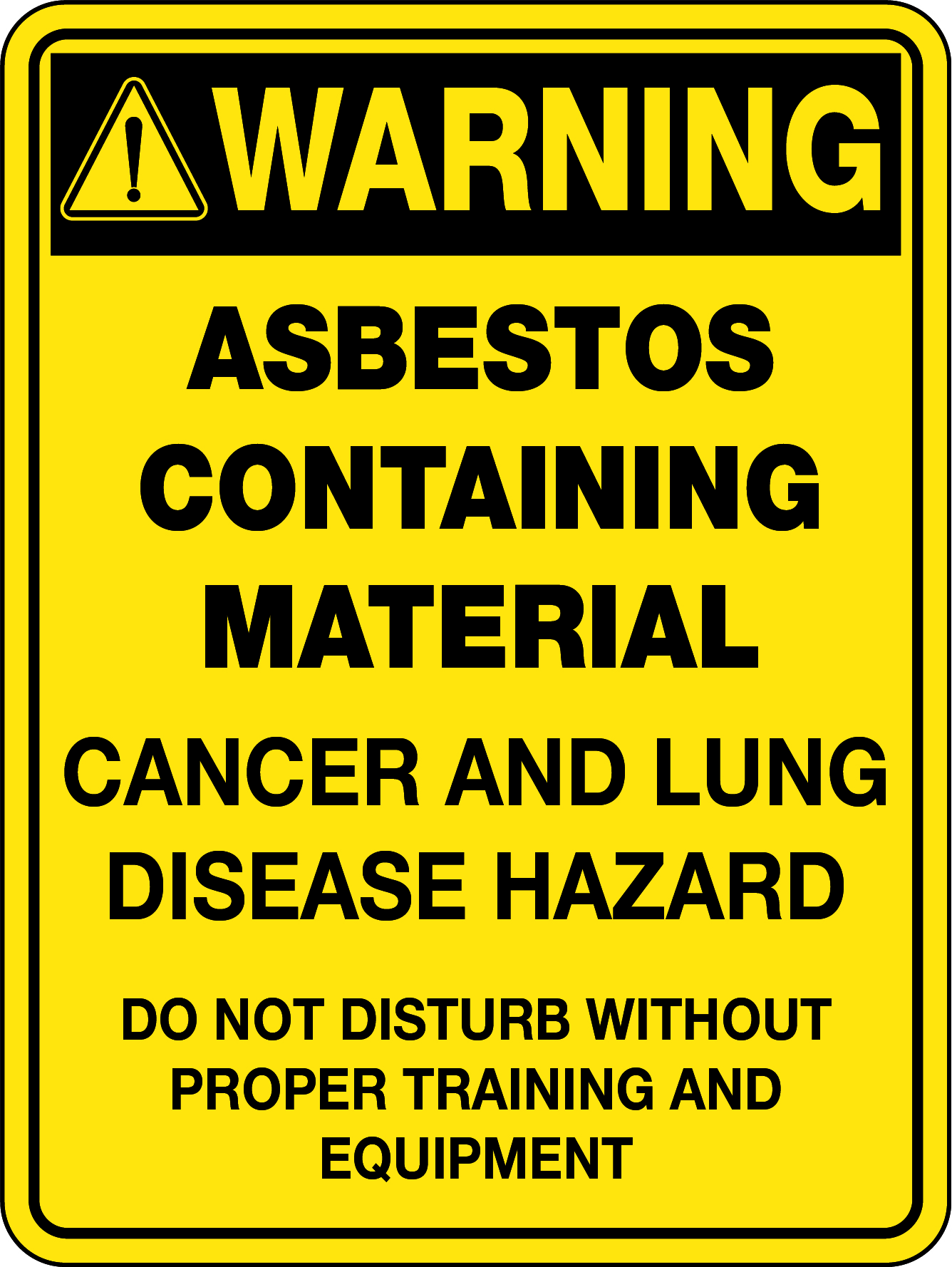 SIGN 300 X 225MM METAL WARNING ASBESTOS CANCER & LUNG DISEASE HAZARD