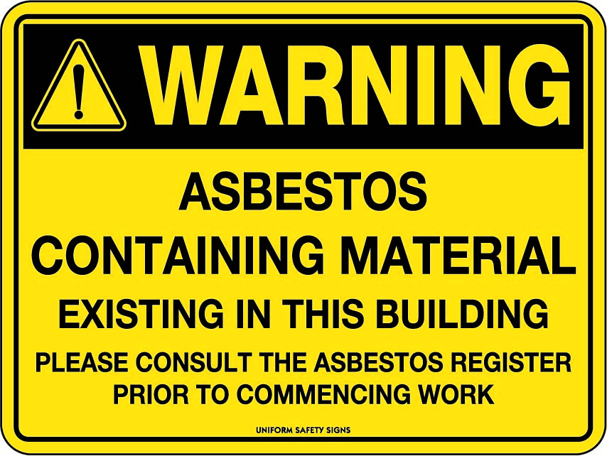 SIGN 300 X 225MM METAL WARNING ASBESTOS EXISTING IN THIS BUILDING