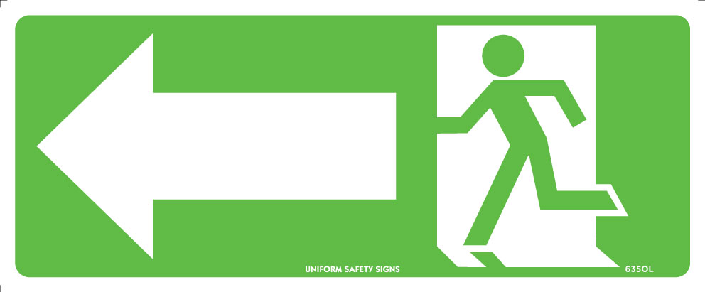 SIGN - SYMB. EXIT WITH LEFT ARROW ( LU 608E-KAL ( 450X200)