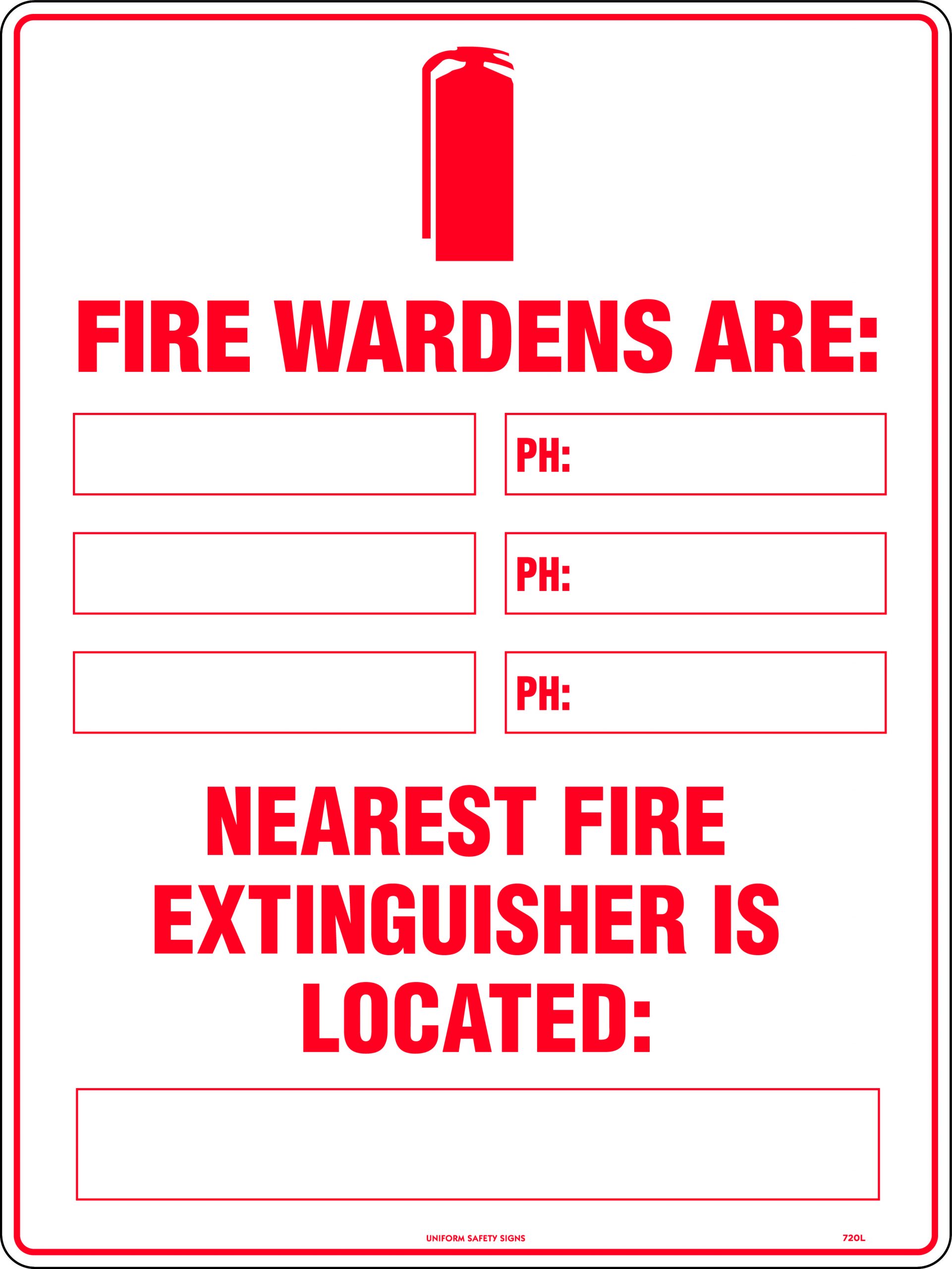 UNIFORM SAFETY 450X300MM METAL FIRE MARSHALLS ARE: NEAREST FIRE EXTING